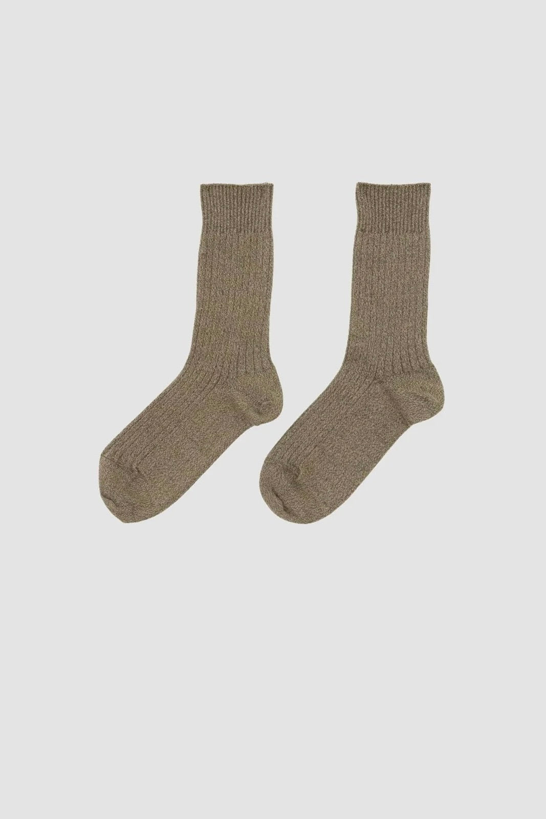 Baserange Rib Overankle Sock / Green - Tan