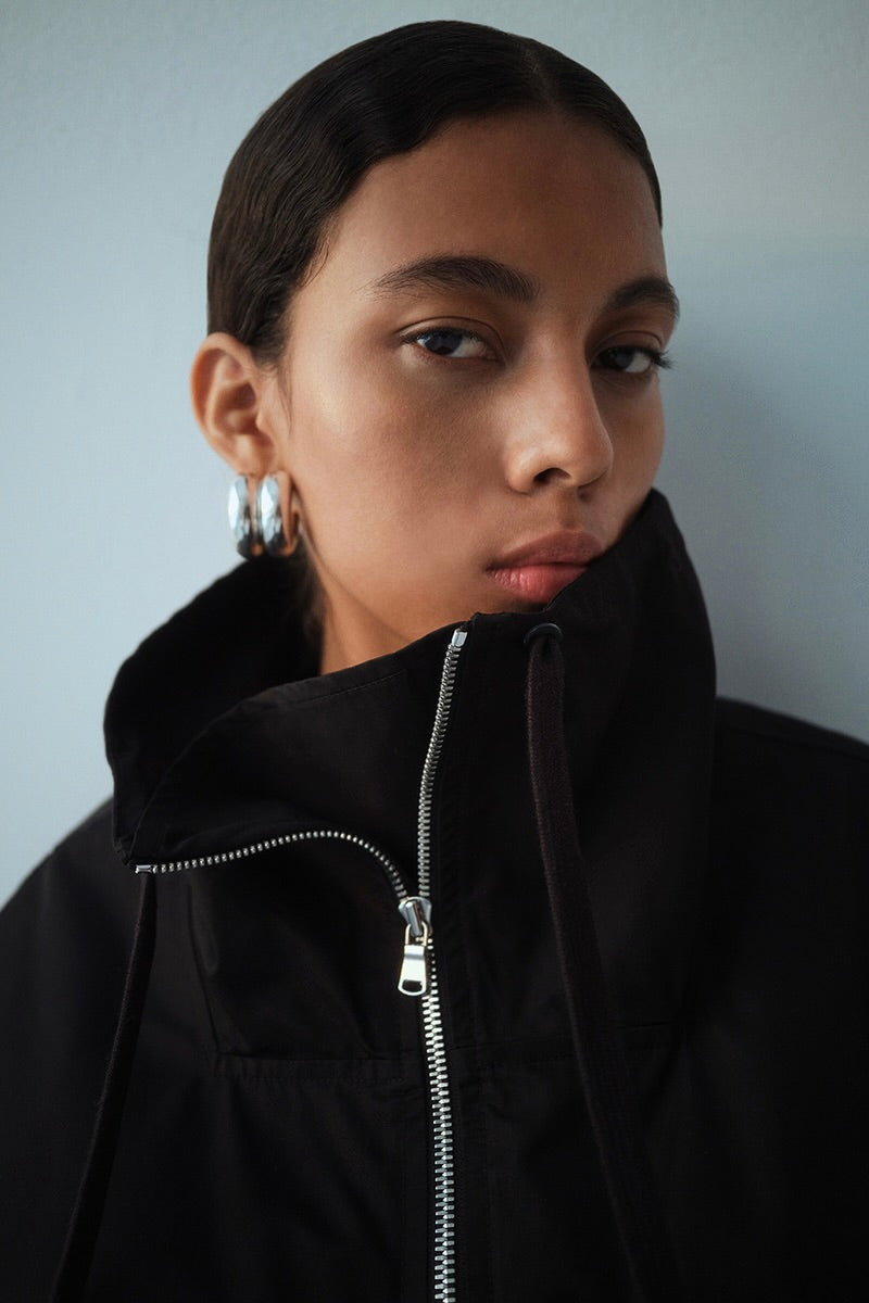 Agolde Lydia Nylon Popover Anorak / Black