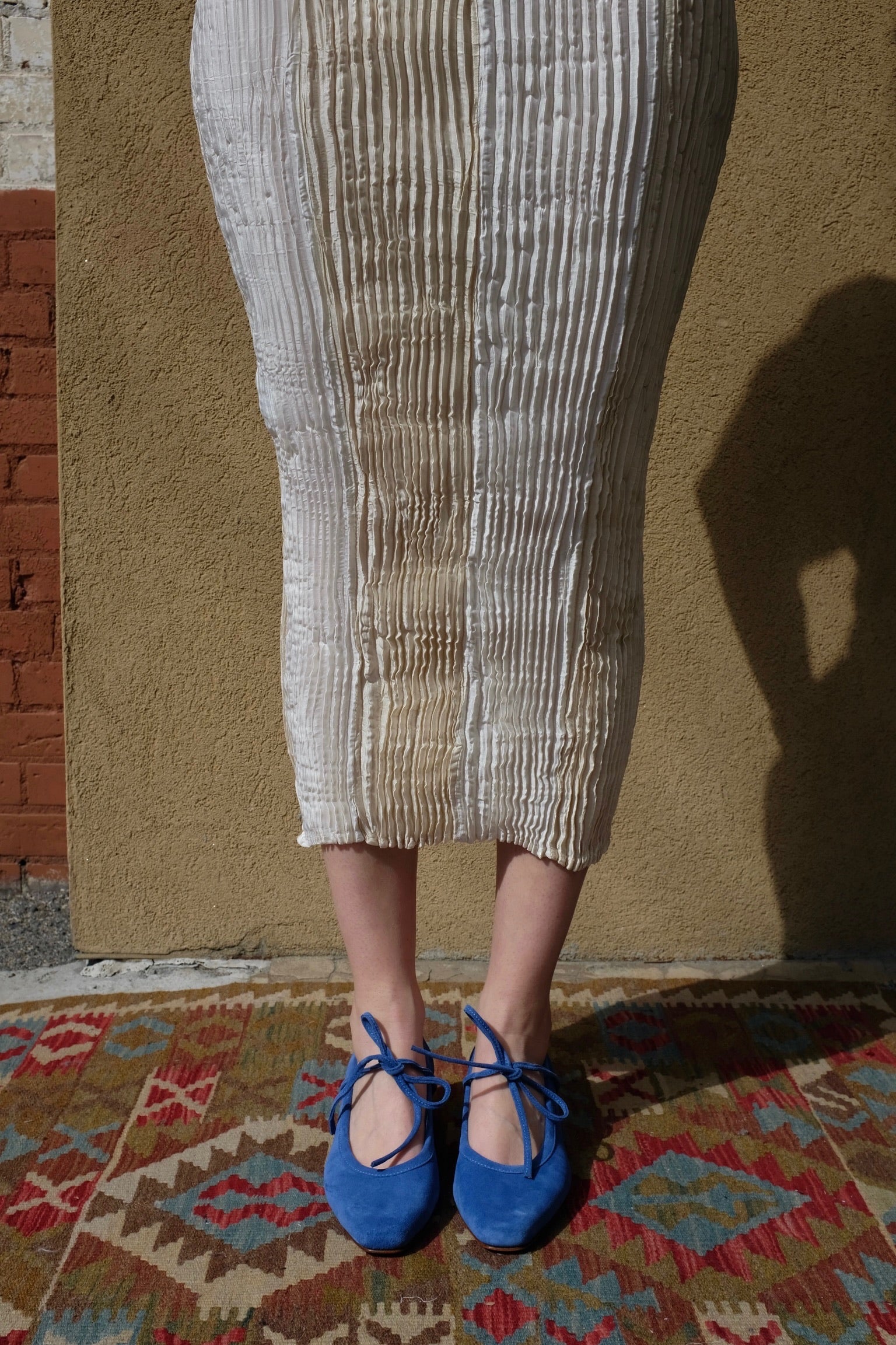 Azur Striped tank Long Dress / Off White + White
