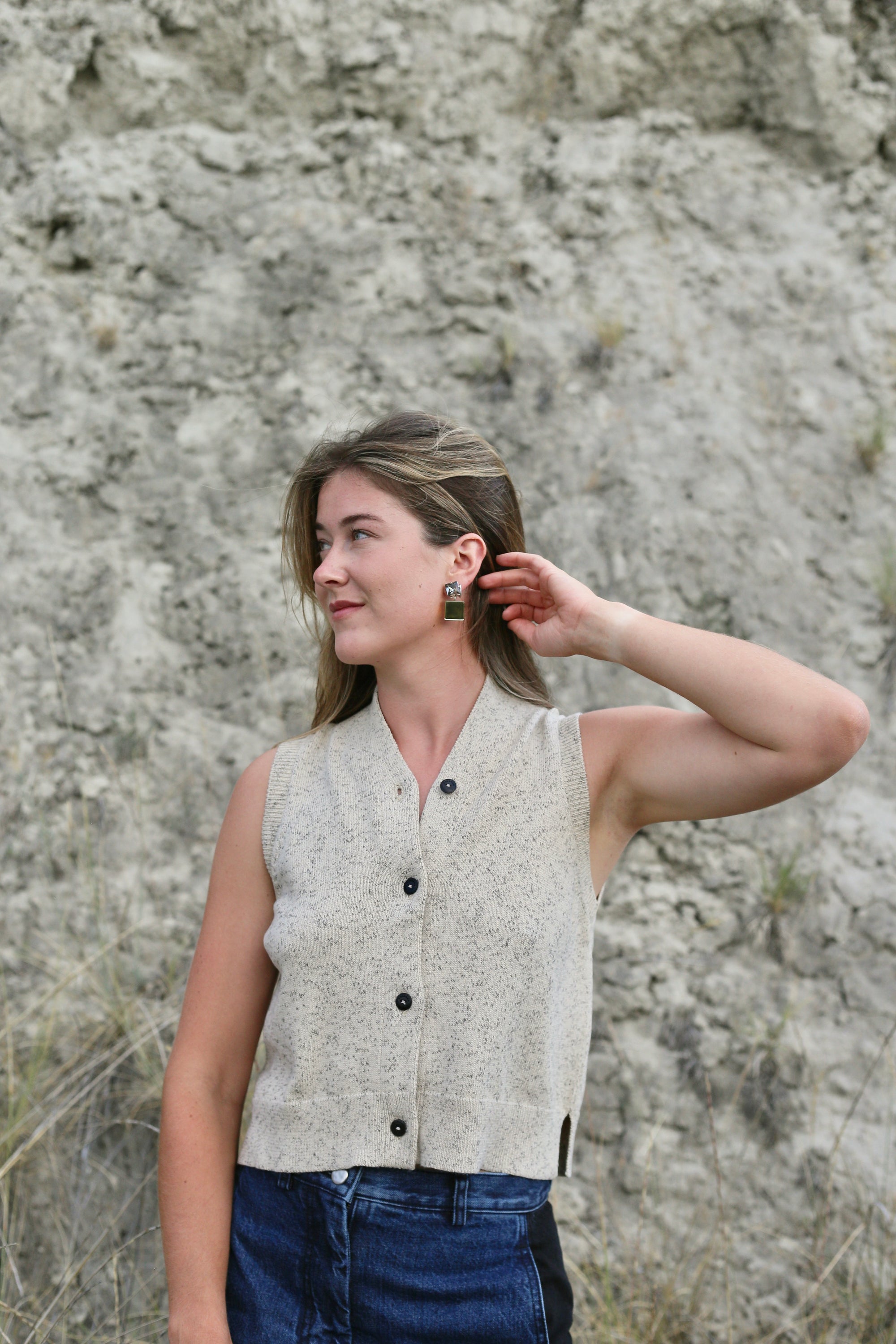 Cordera Flecked Cotton Vest / Natural