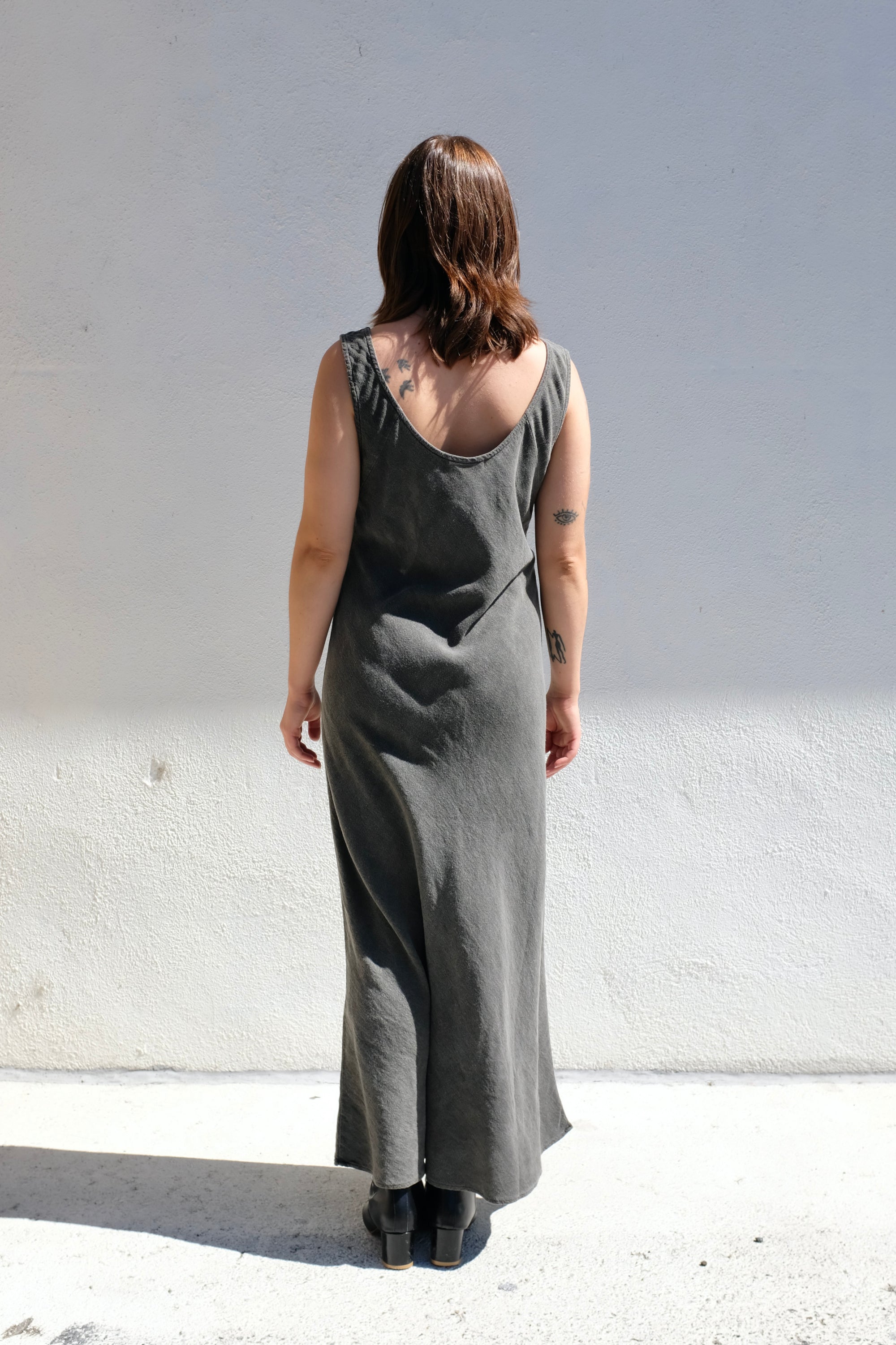 Black Crane Maxi Dress / Slate