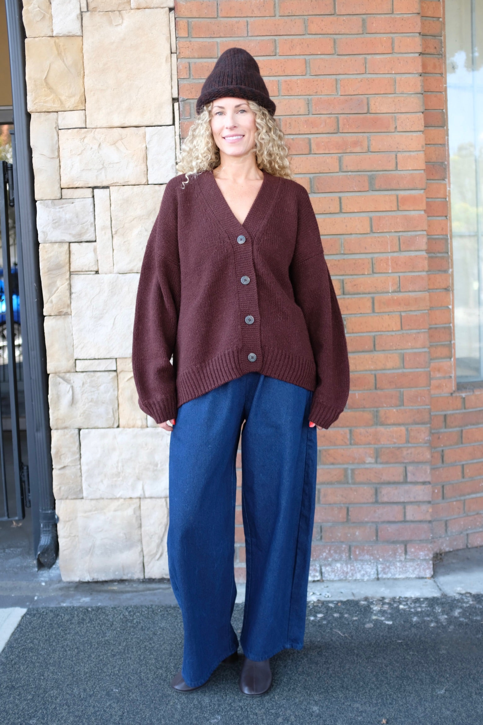 Oversized Alpaca Cardigan / Deep Maroon