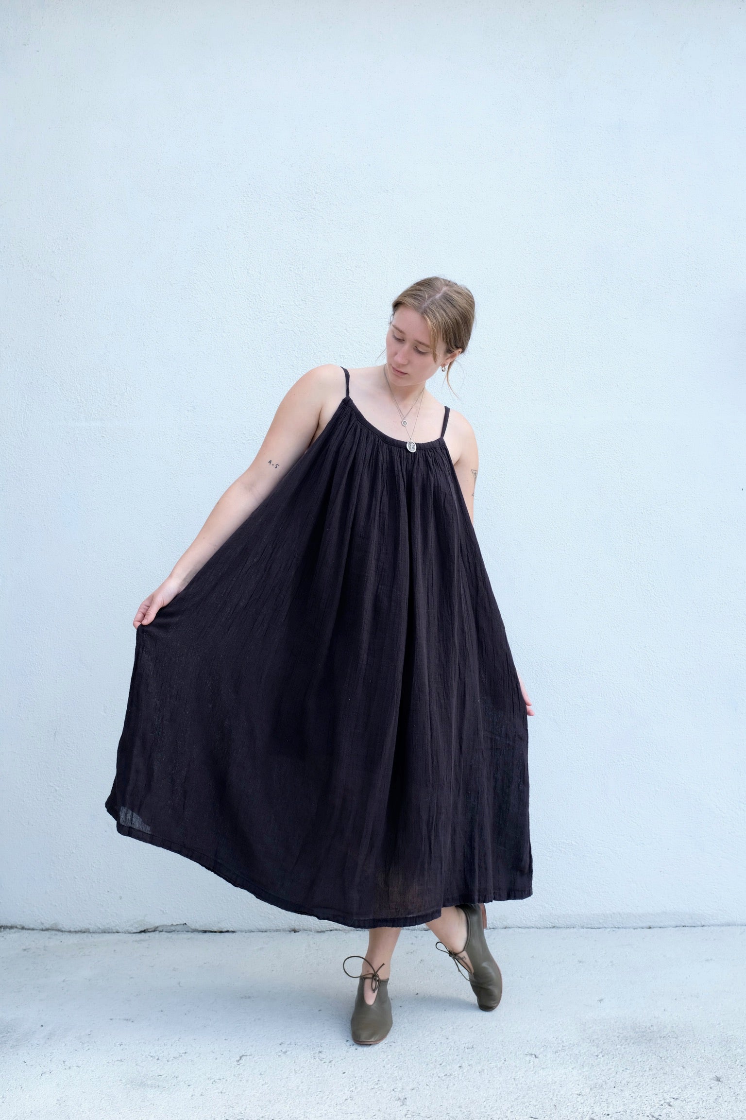 Black Crane Double Layered Dress / Black