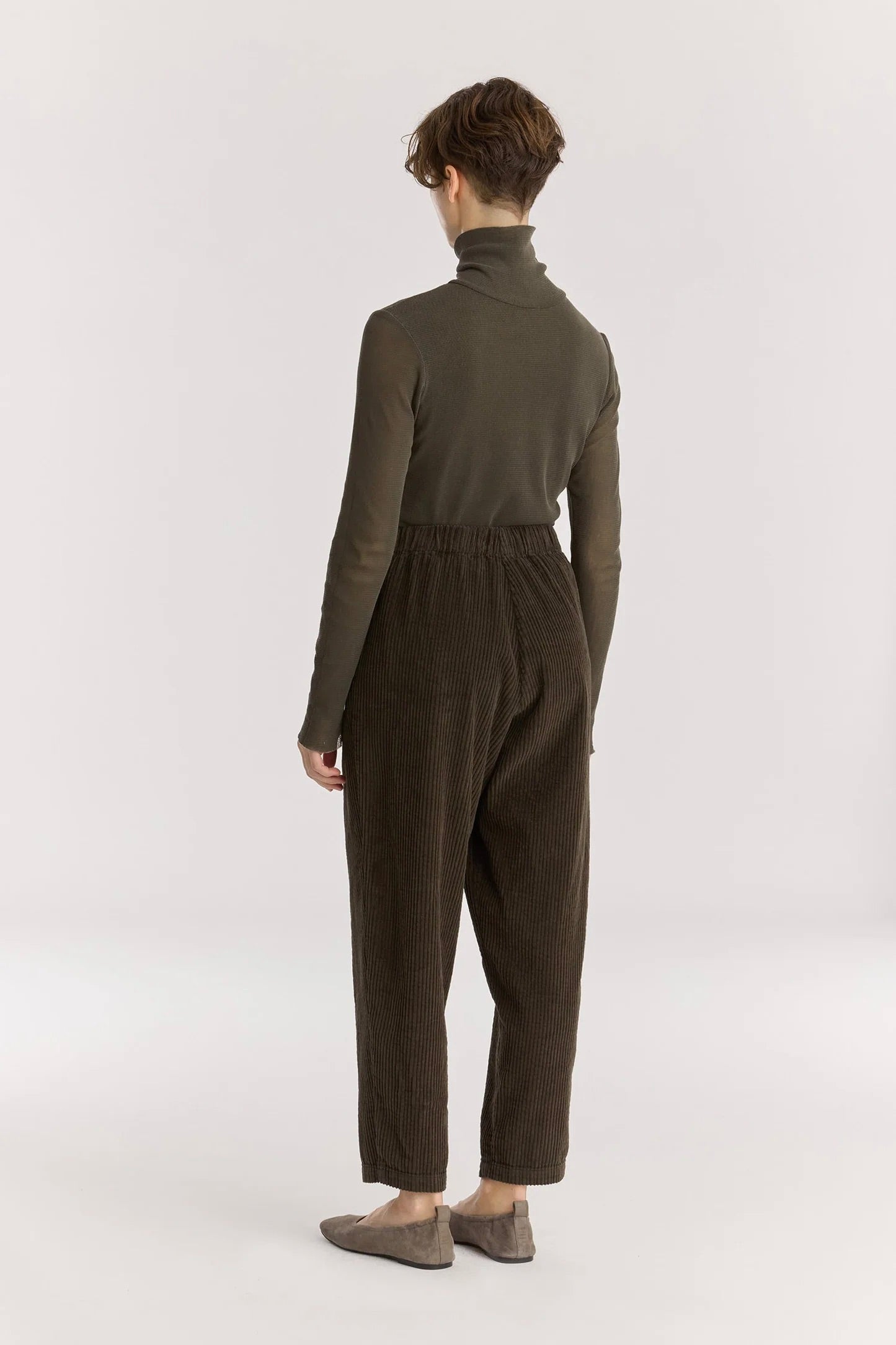Black Crane Carpenter Pants / Dark Forest Corduroy