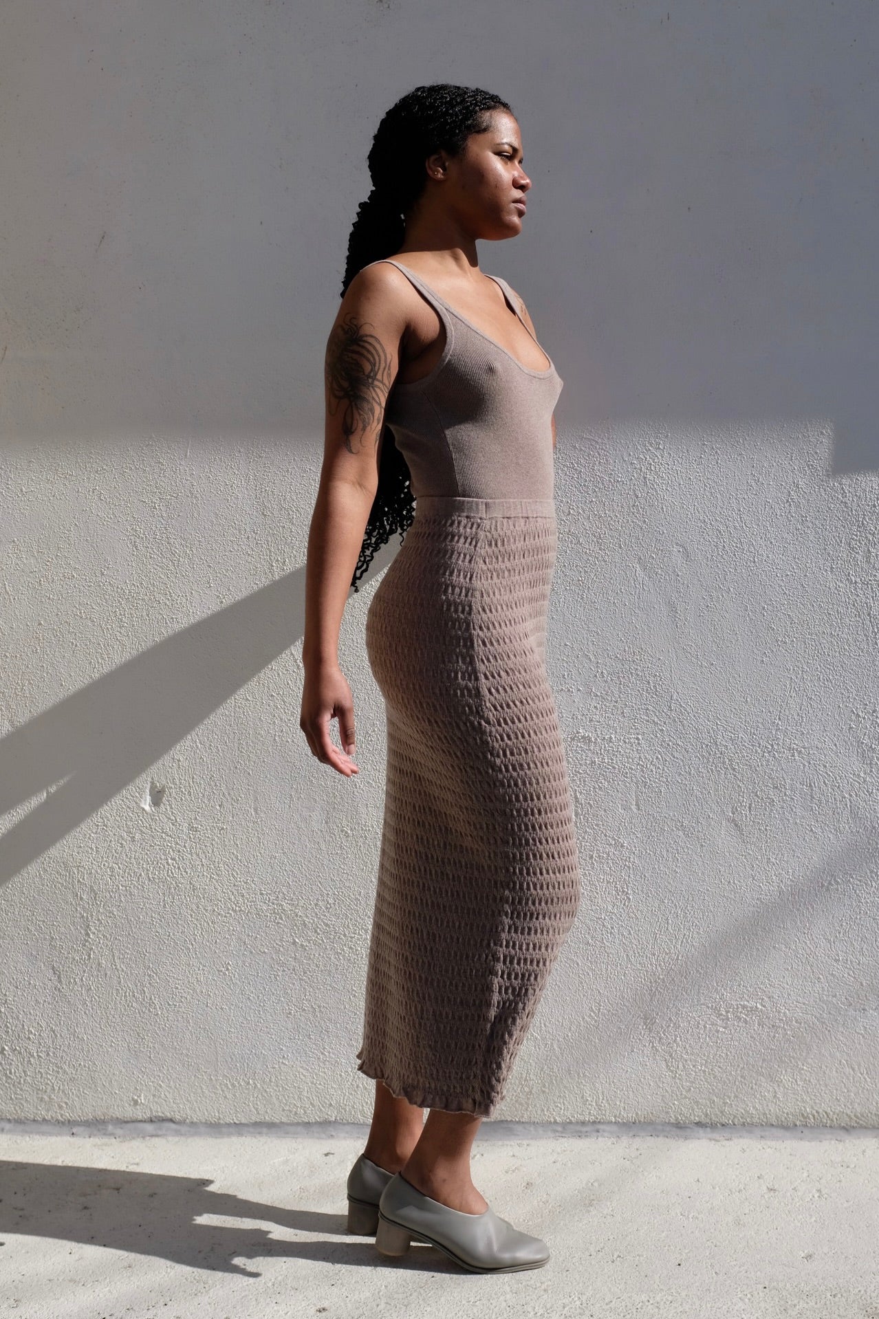 Lauren Manoogian Smocked Skirt / Wood