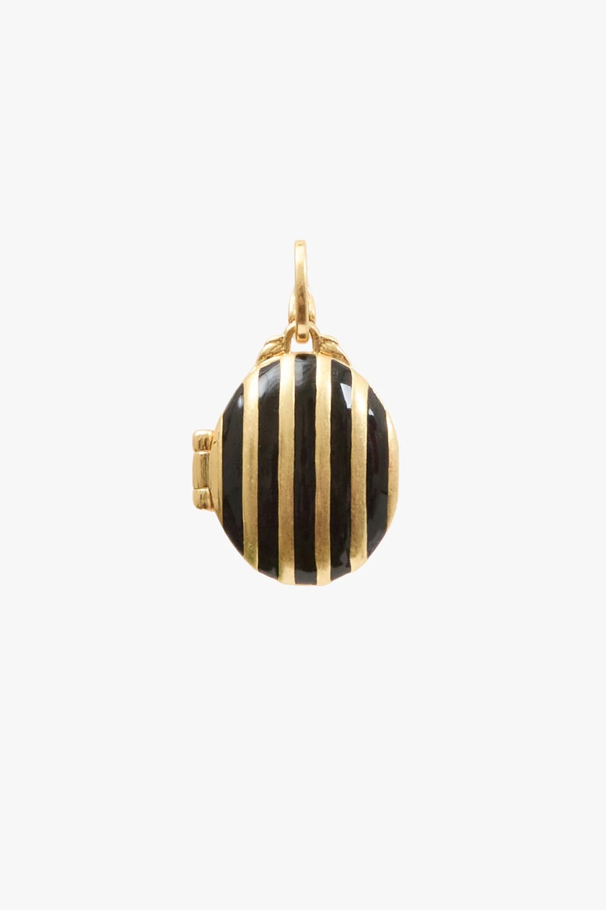 Clare V. Striped Locket / Vintage Gold + Black