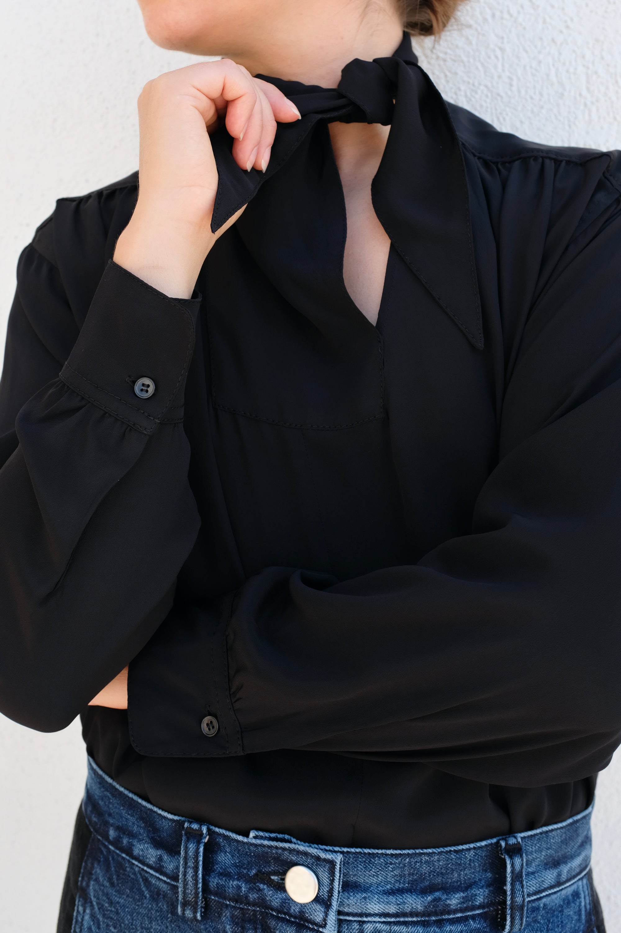 La Fetiche Nusch Tie Neck Blouse / Black