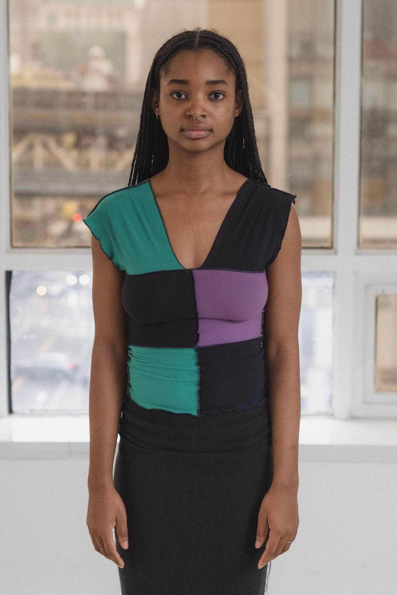 Baserange Teak Tank / Green, Navy, Purple
