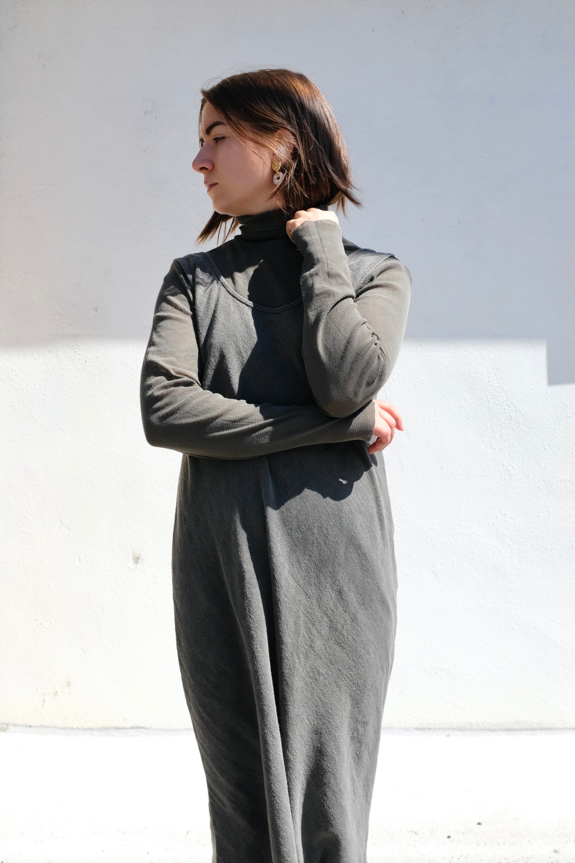 Black Crane Double Mesh Turtleneck / Slate