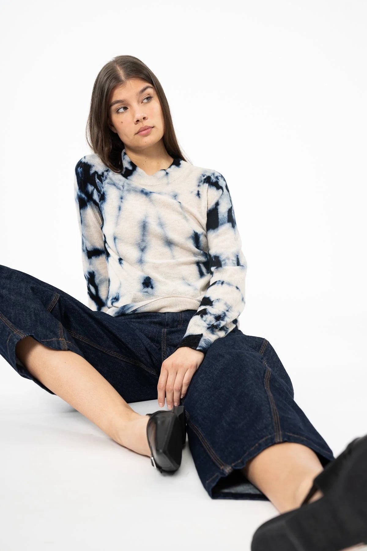 Dinadi Merino Shibori Sweater / Space Blue
