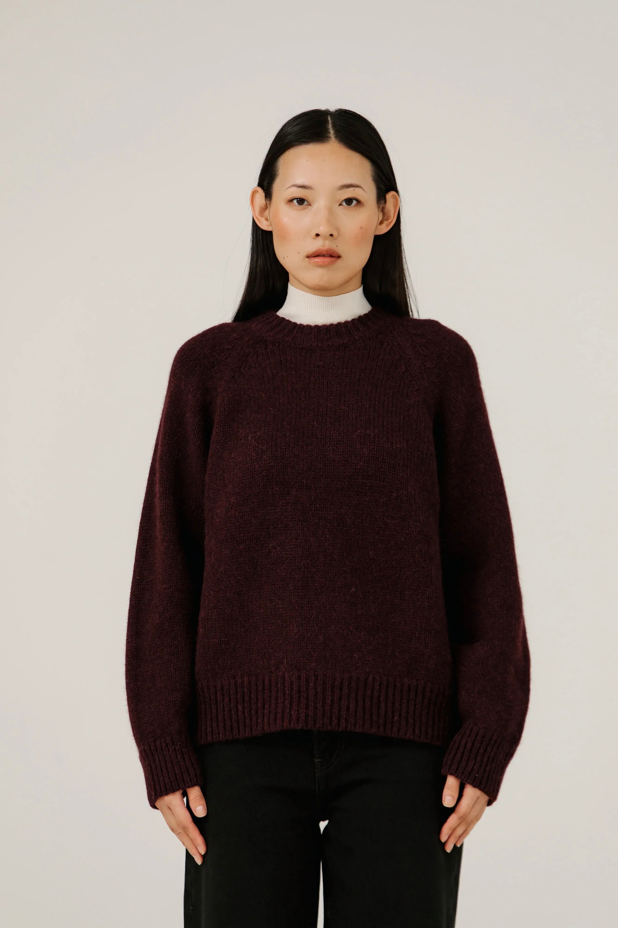 Bare Knitwear / Pop-Up / Classic Oversized Crewneck / Deep Maroon
