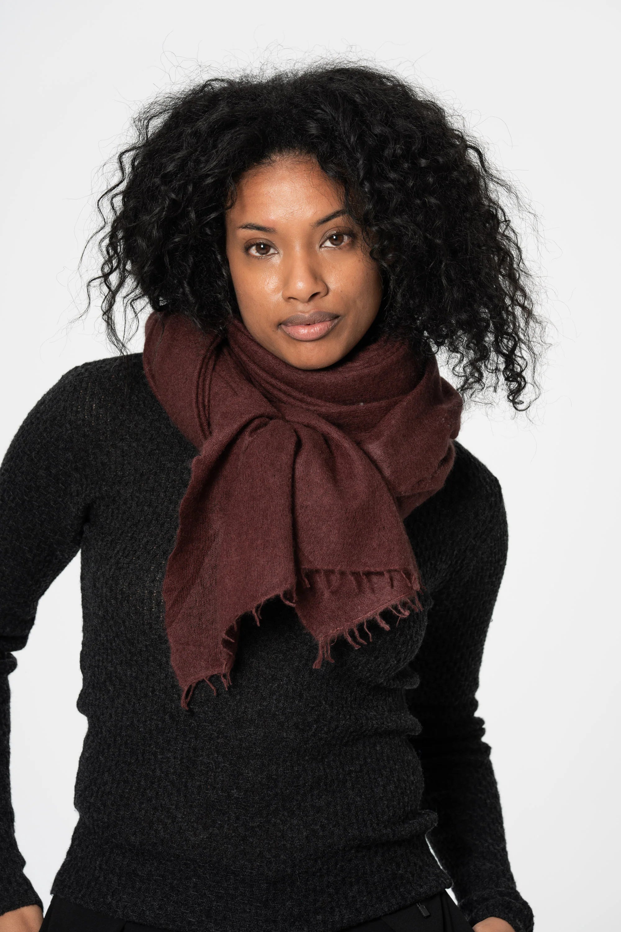 Dinadi Cashmere Felted Scarf / Merlot Red