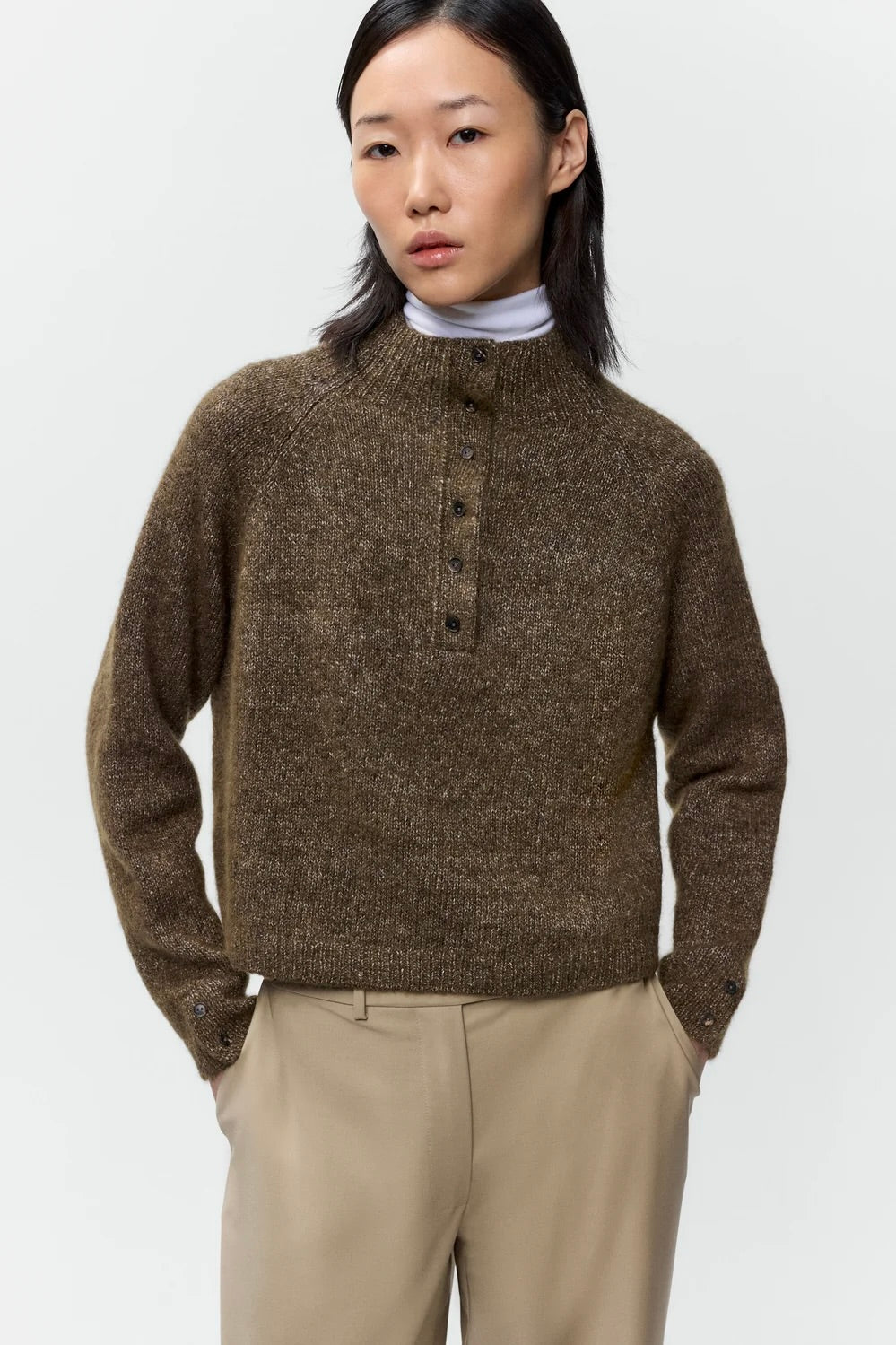 Cordera Melange Polo Sweater / Pardo