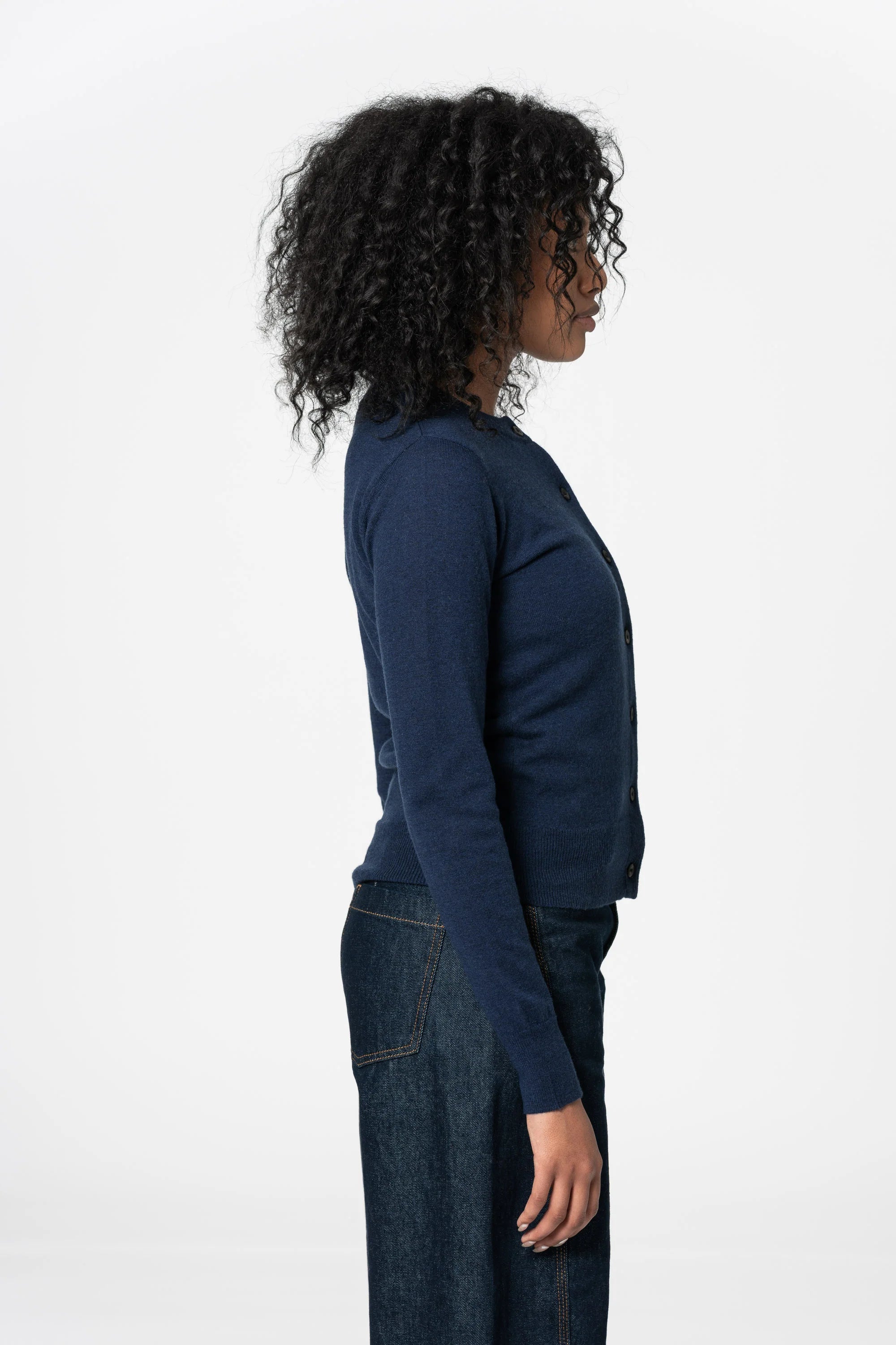 Dinadi Merino Cardigan / Space Blue