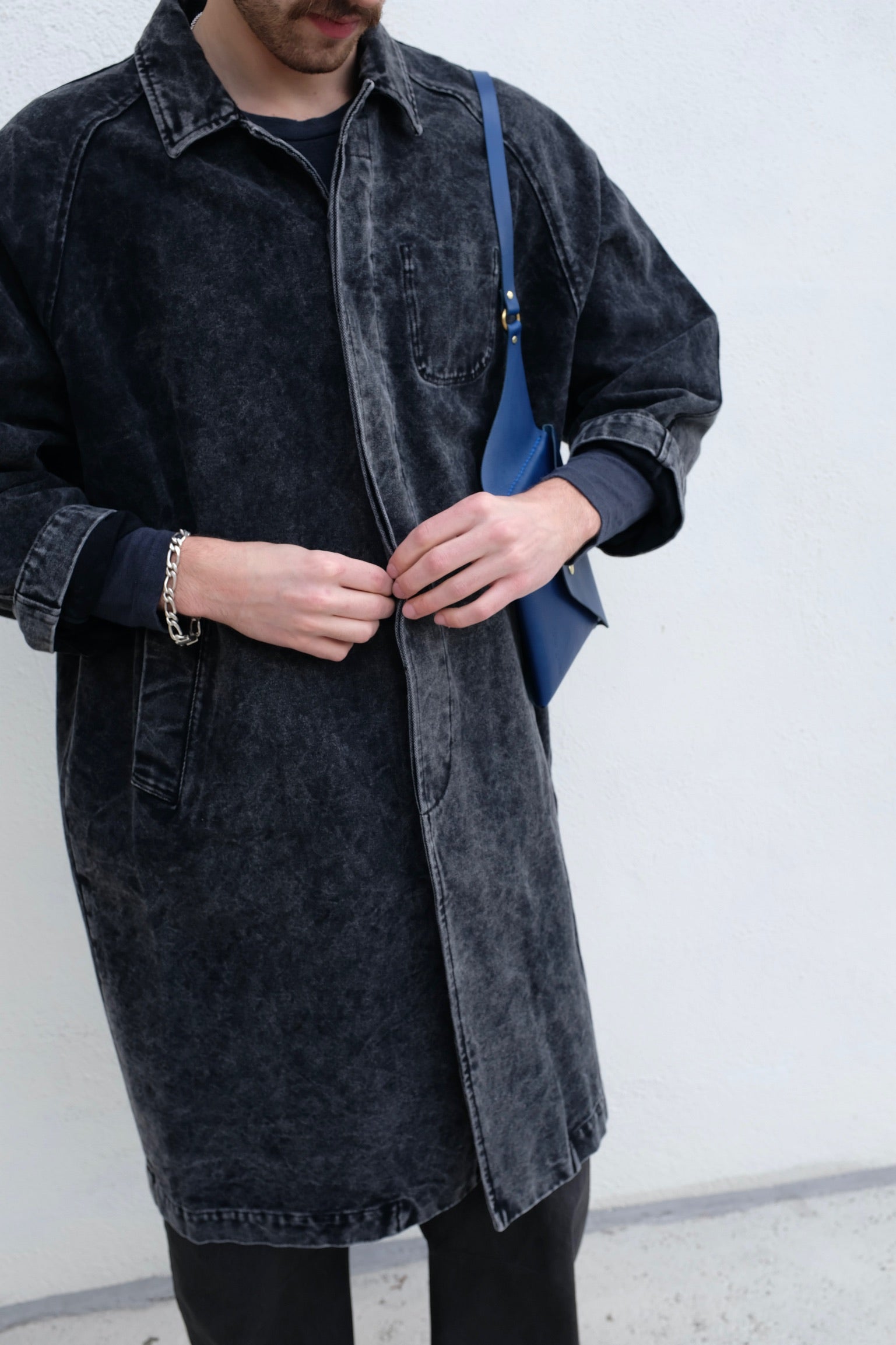 7115 by Szeki Spring Duster / Spotted Washed Black