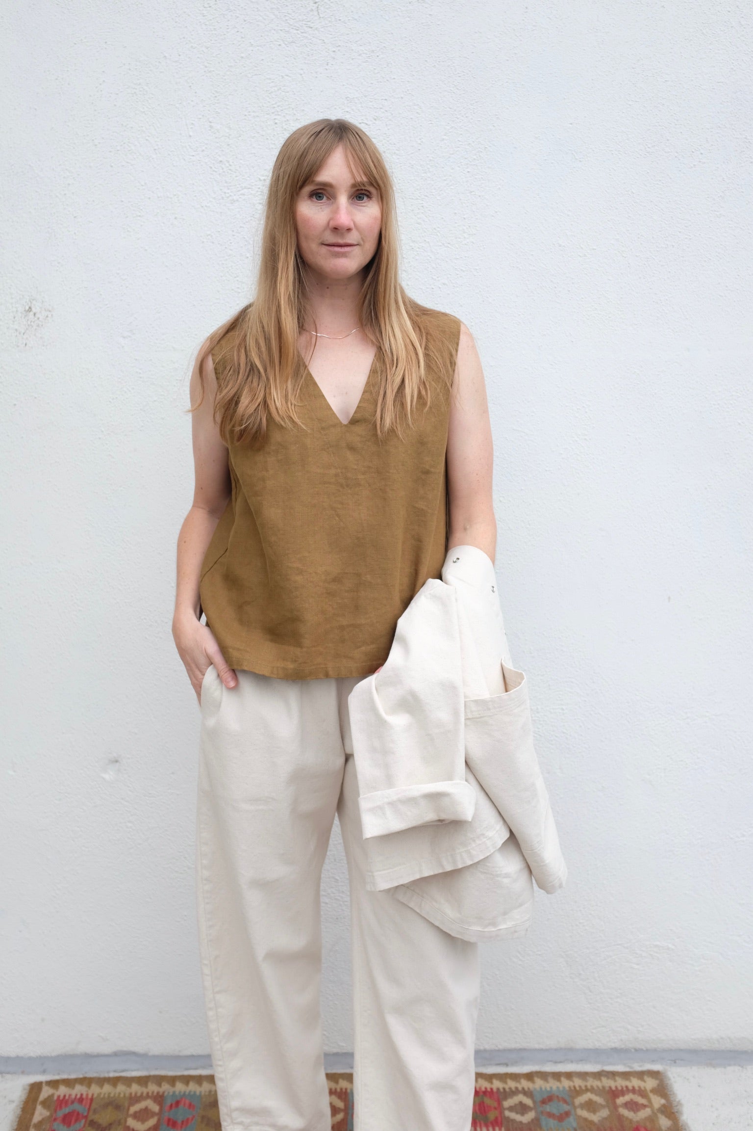 Moss Grey Juliana V-Neck Top / Kalamata