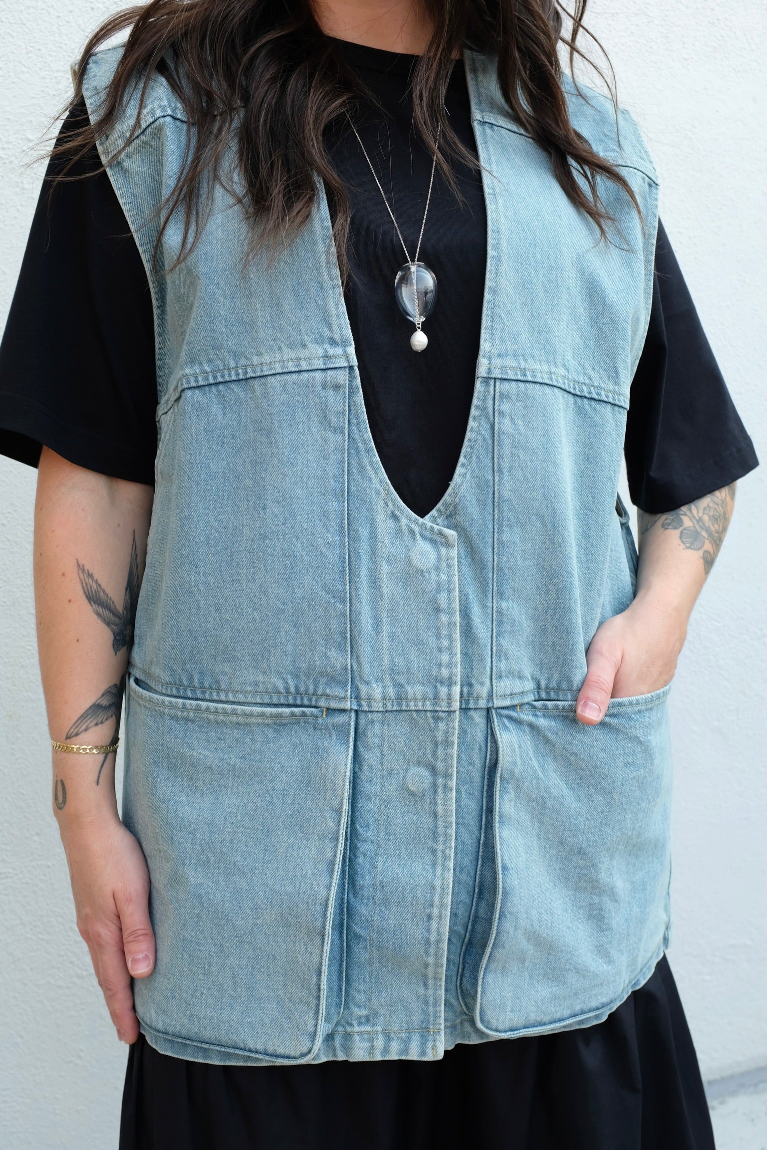 Anta Vest / Khaki Indigo Denim
