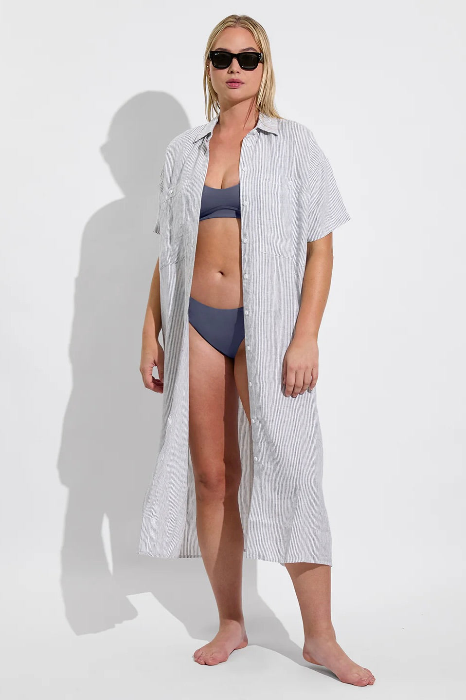 Left On Friday Getaway Shirt Dress / Coastal Stripe