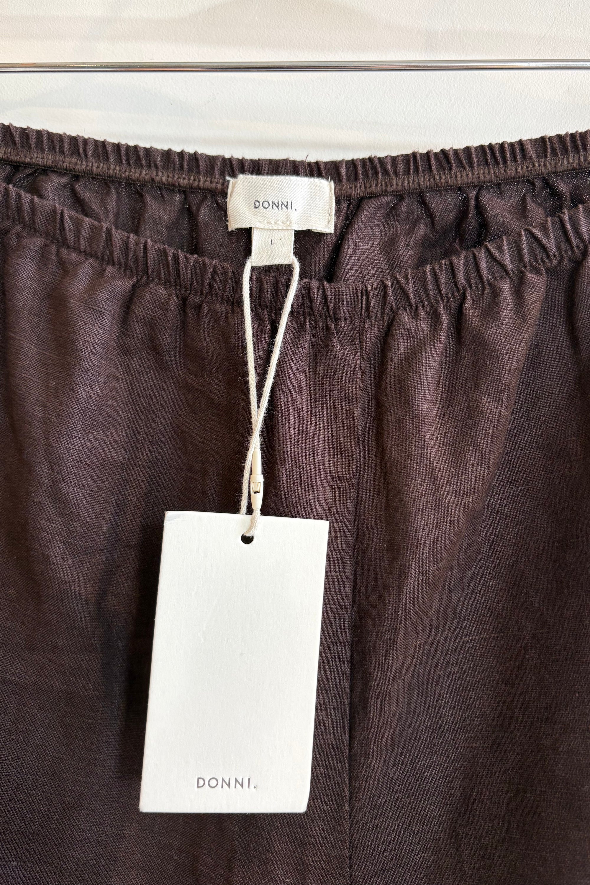 Pre-Loved / Donni Athletic Stripe Linen Pant / Espresso / Size L