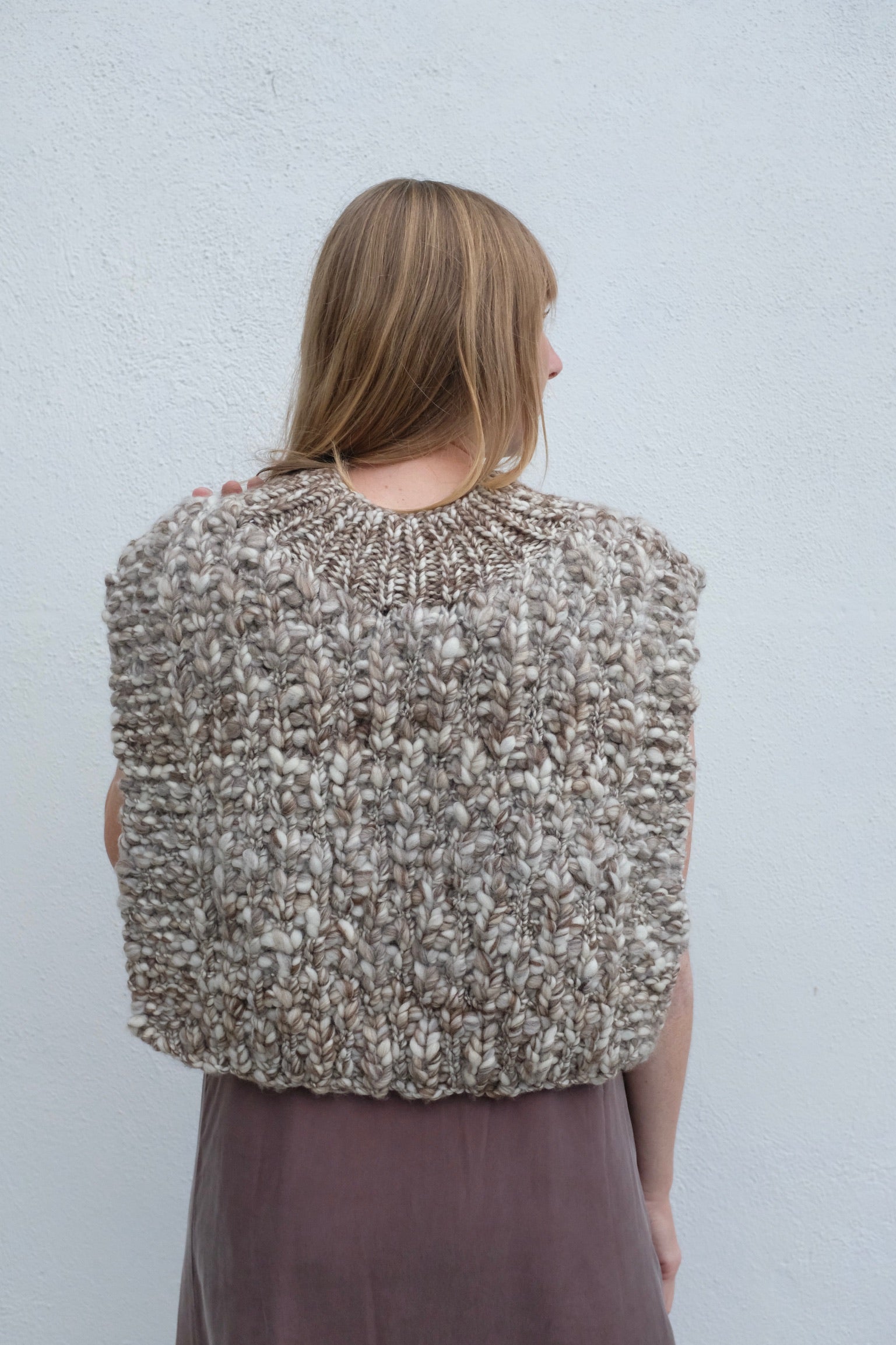 Ound Higo Hand Knitted Wool Vest / Stone