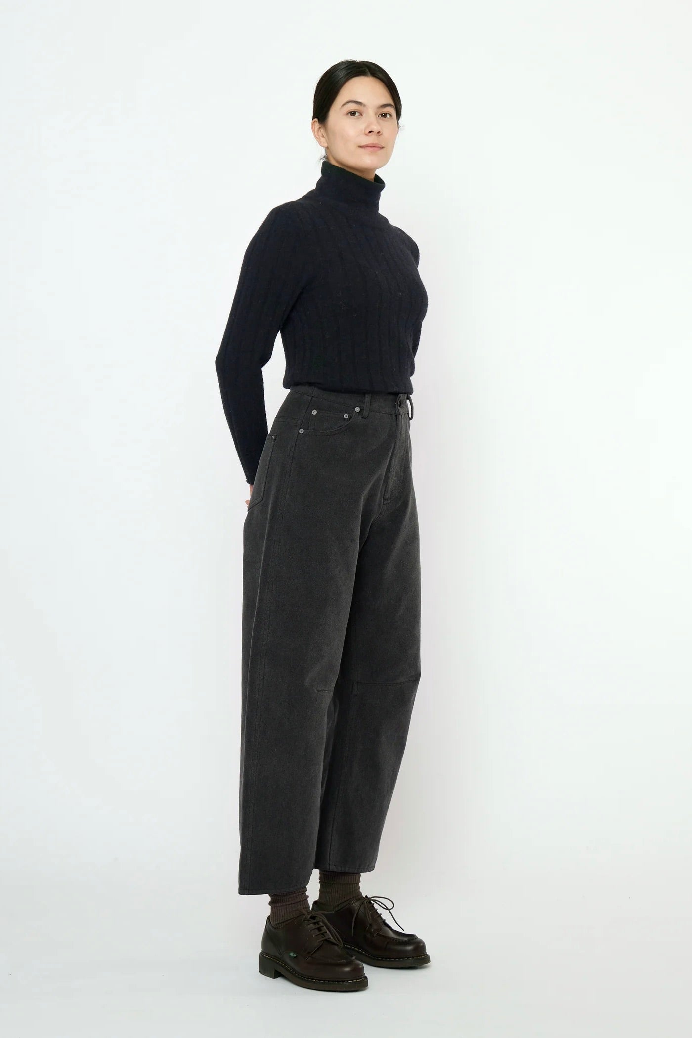 7115 by Szeki Curve Legged Work Trouser / Washed Black