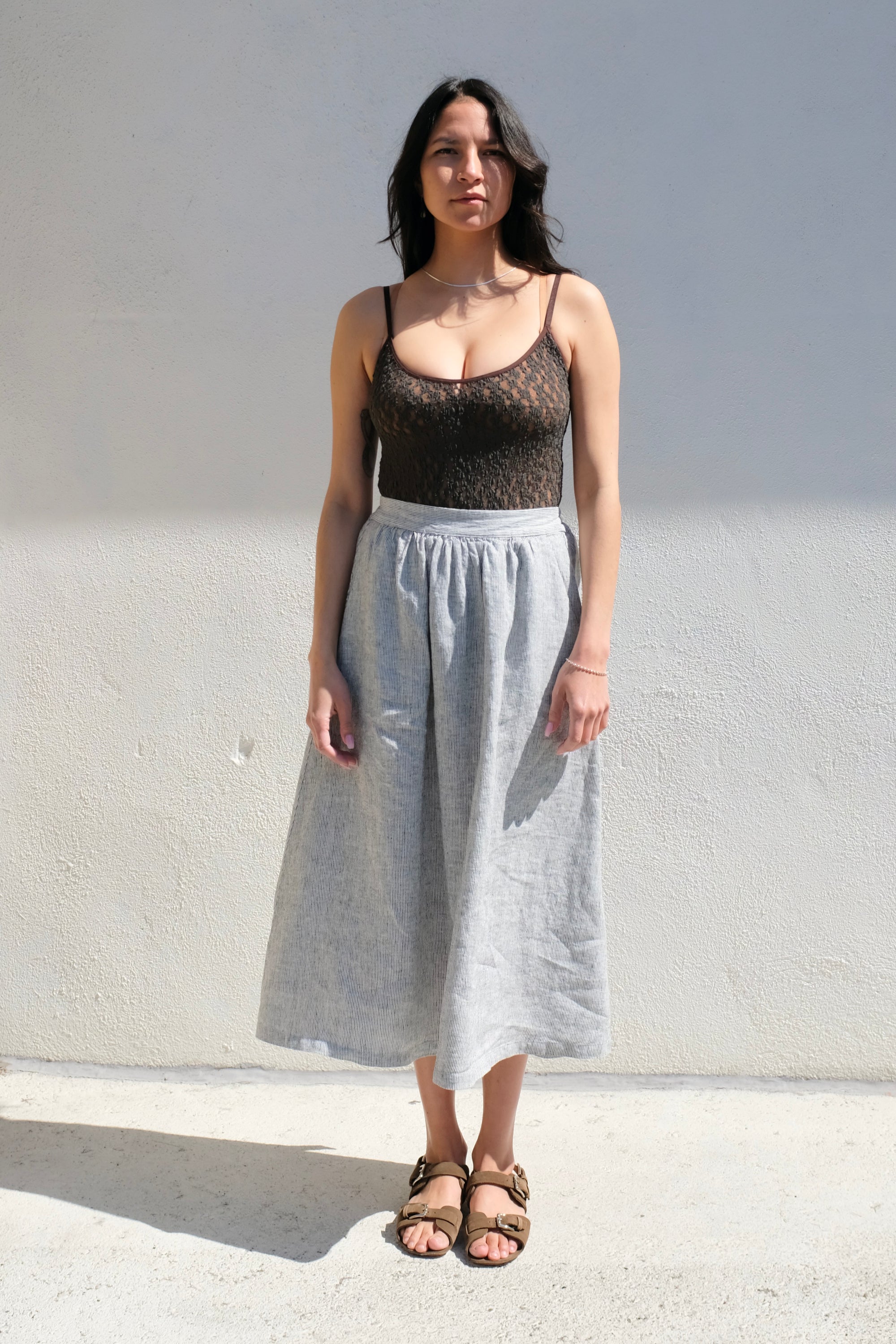 Gillian steven Molly Skirt / Charcoal Stripe