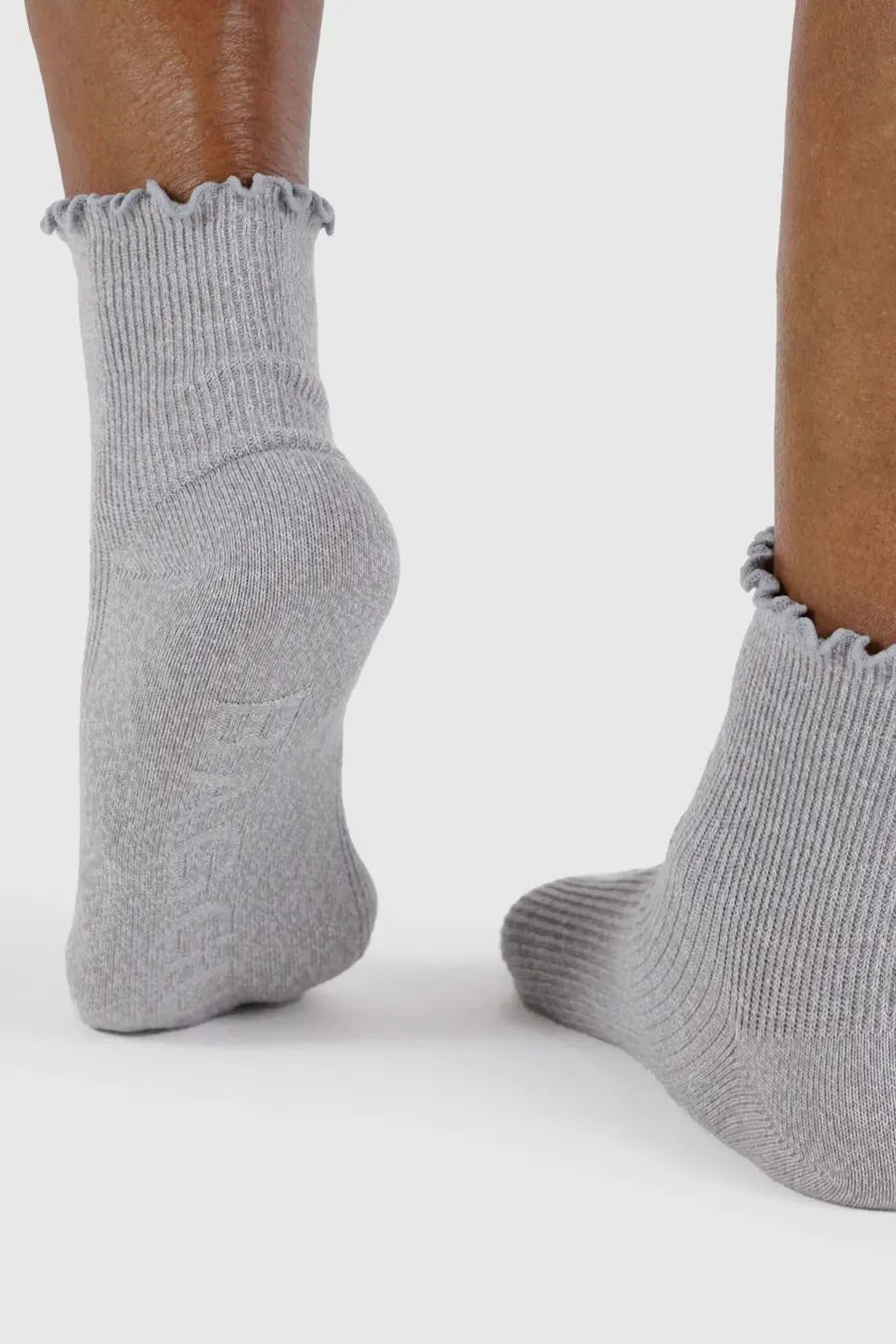Baggu Lettuce Edge Sock / Heather Grey & Black