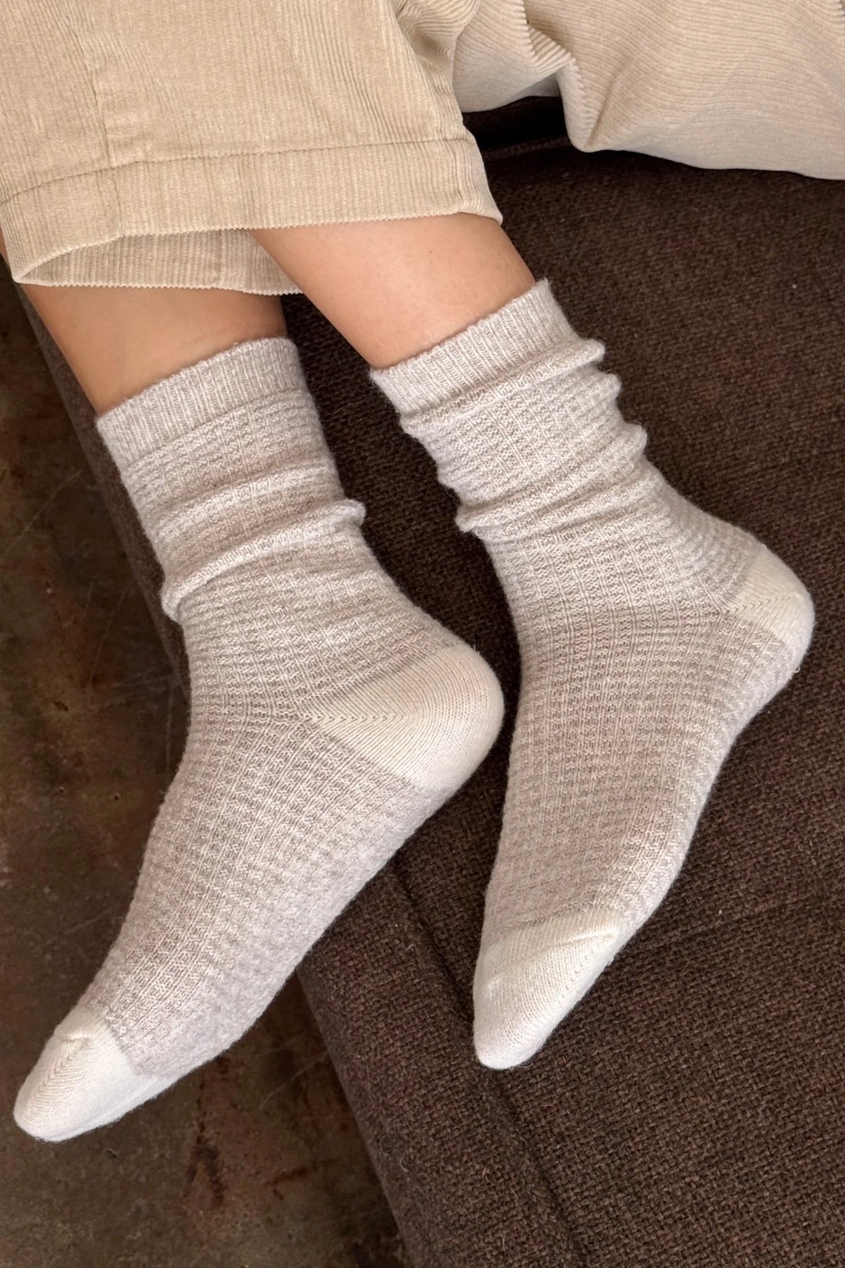 Le Bon Shoppe Wool Waffled Socks / Oatmeal + Cream
