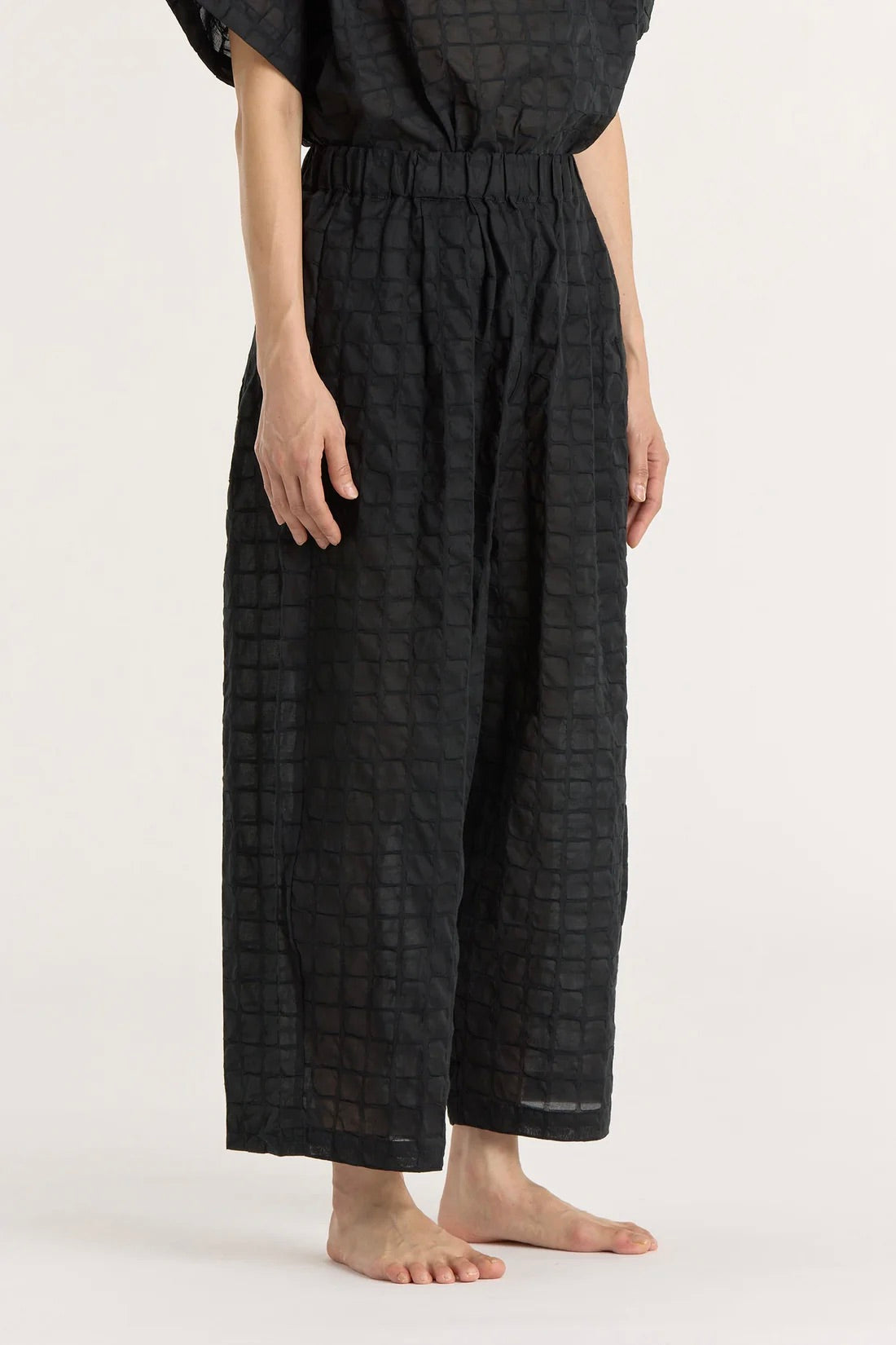Black Crane Ripple Wide Pants / Black
