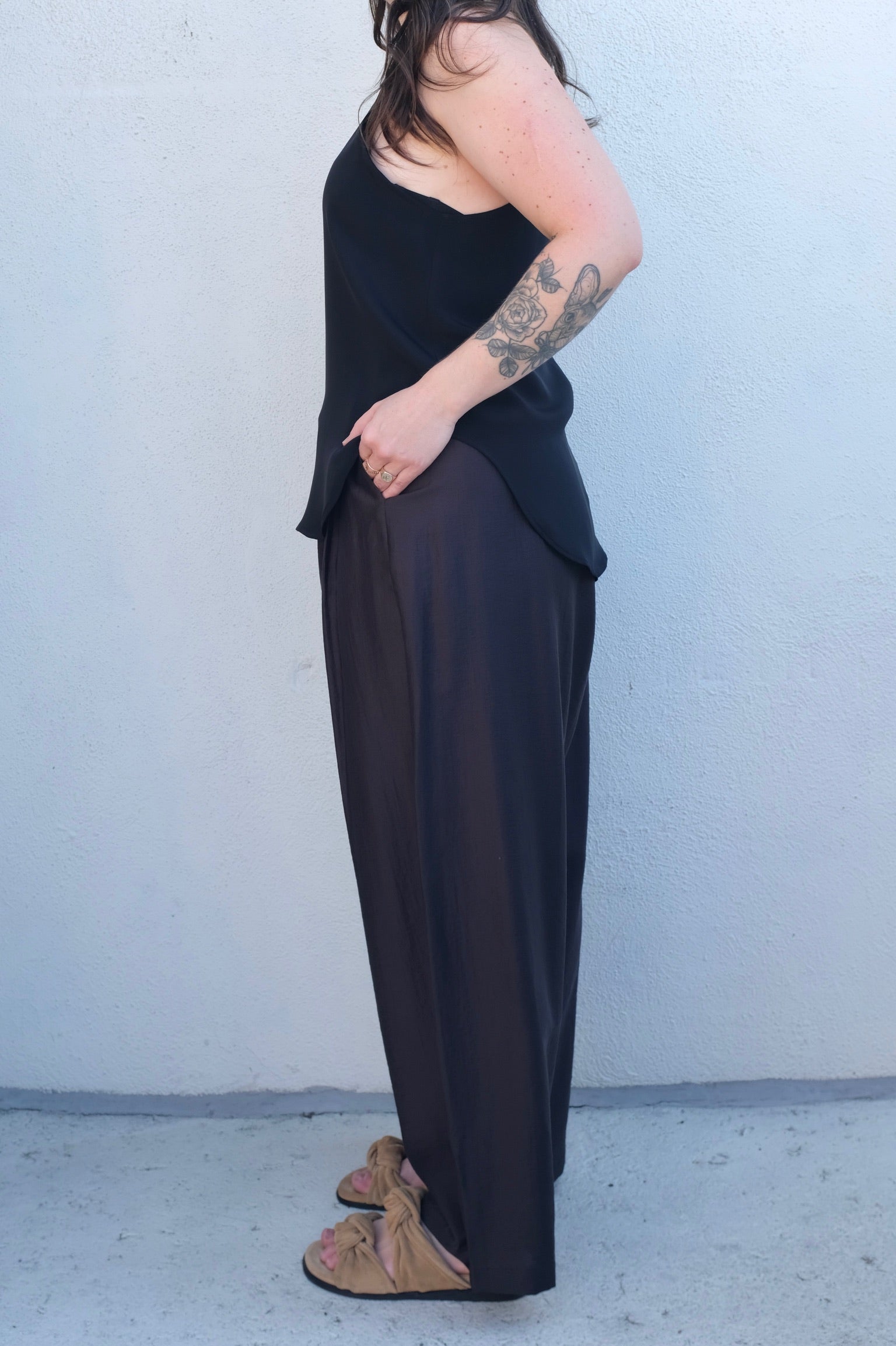 Modern Weaving Skinny Racer Tank / Black