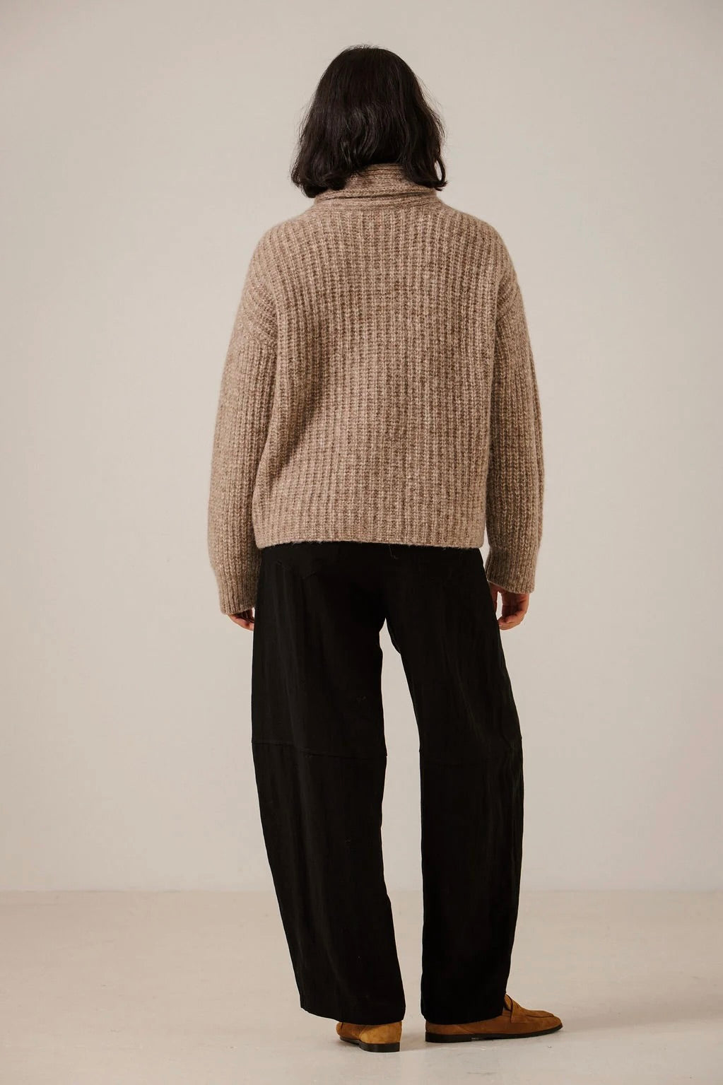 Oversized Shawl Cardigan / Dark Fawn
