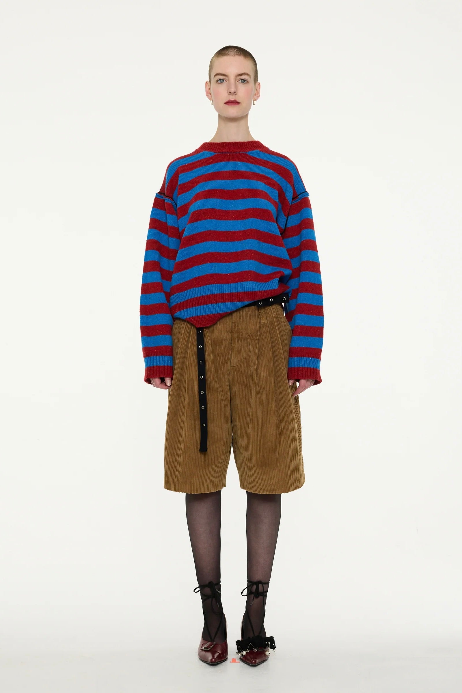 La Fetiche Leslie Loose Fit Sweater / Blue + Red