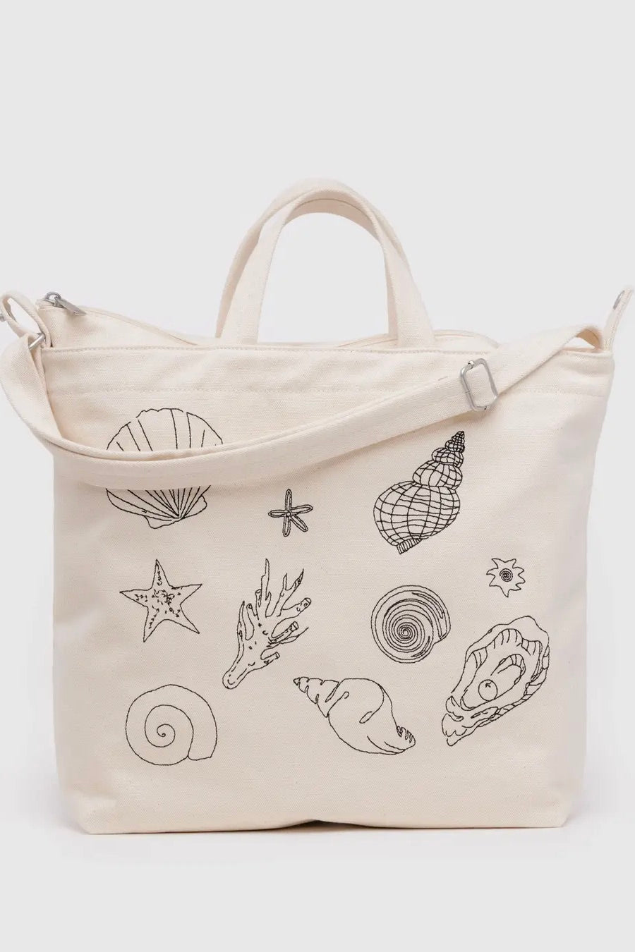 Baggu Horizontal Zip Duck Bag / Embroidered Shells
