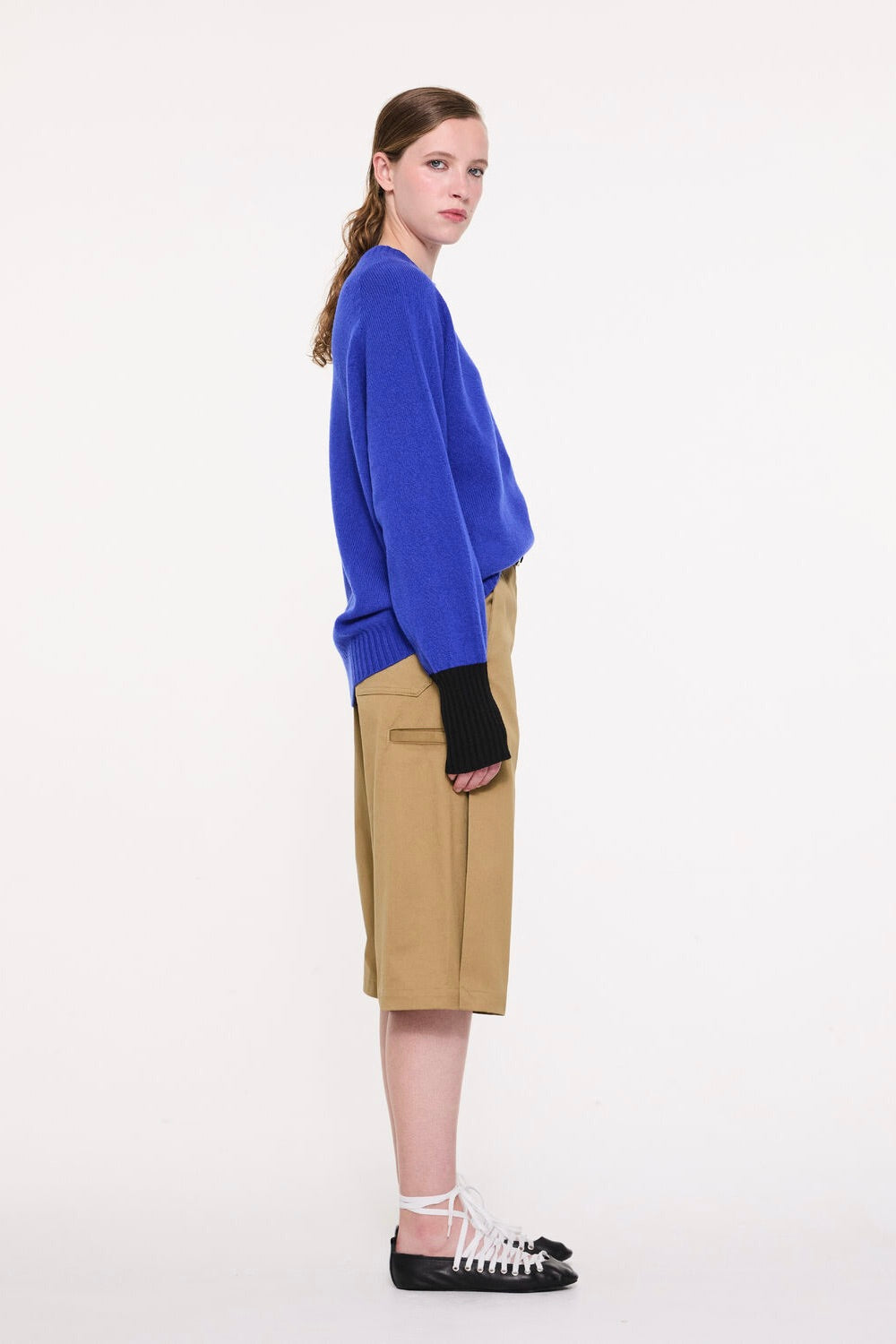 La Fetiche Unisex Lambswool Sweater with Contrast Cuff / Blue