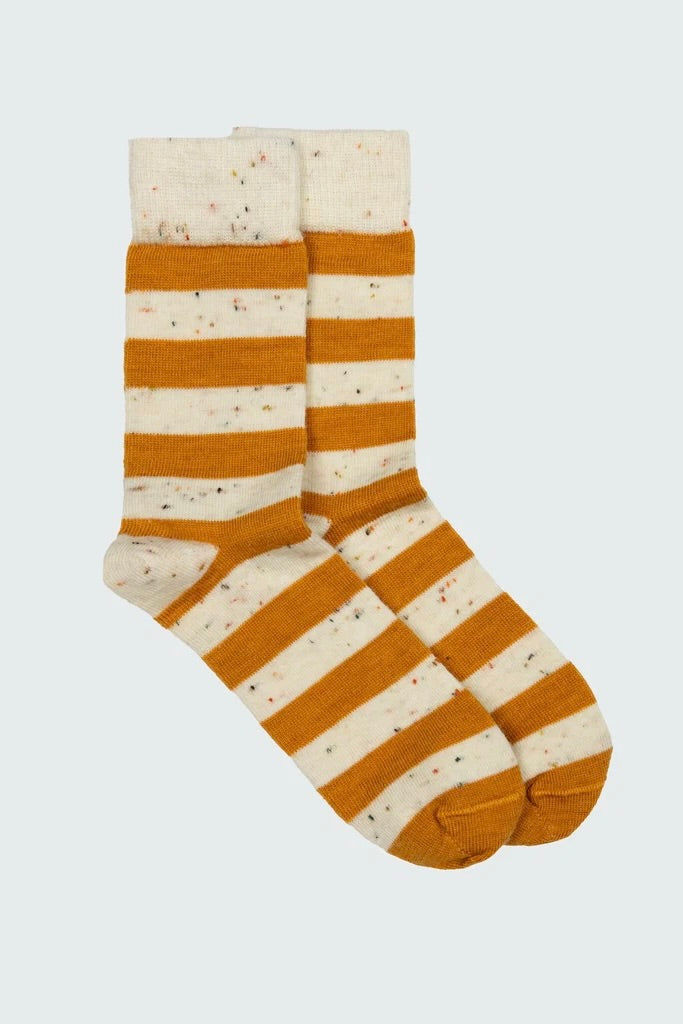Finisterre Original Stripe Sock / Ecru + Burnt Yellow