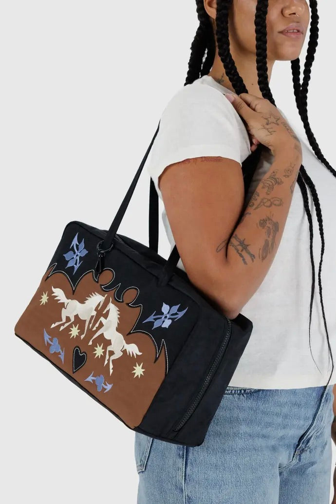Baggu Medium Nylon Bowler Bag / Western Appliqué