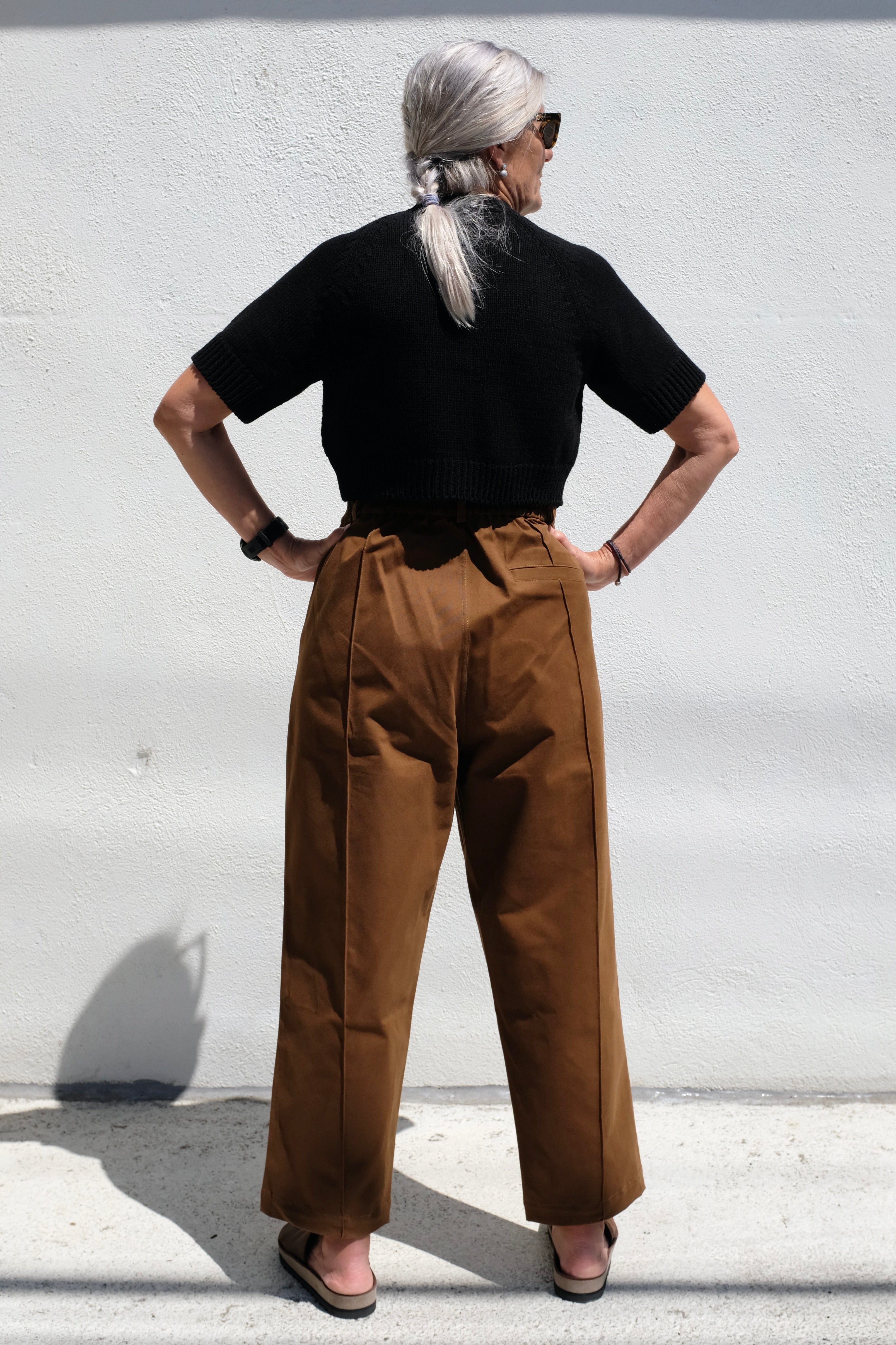 Soft Cotton Seam Pants / Coffee