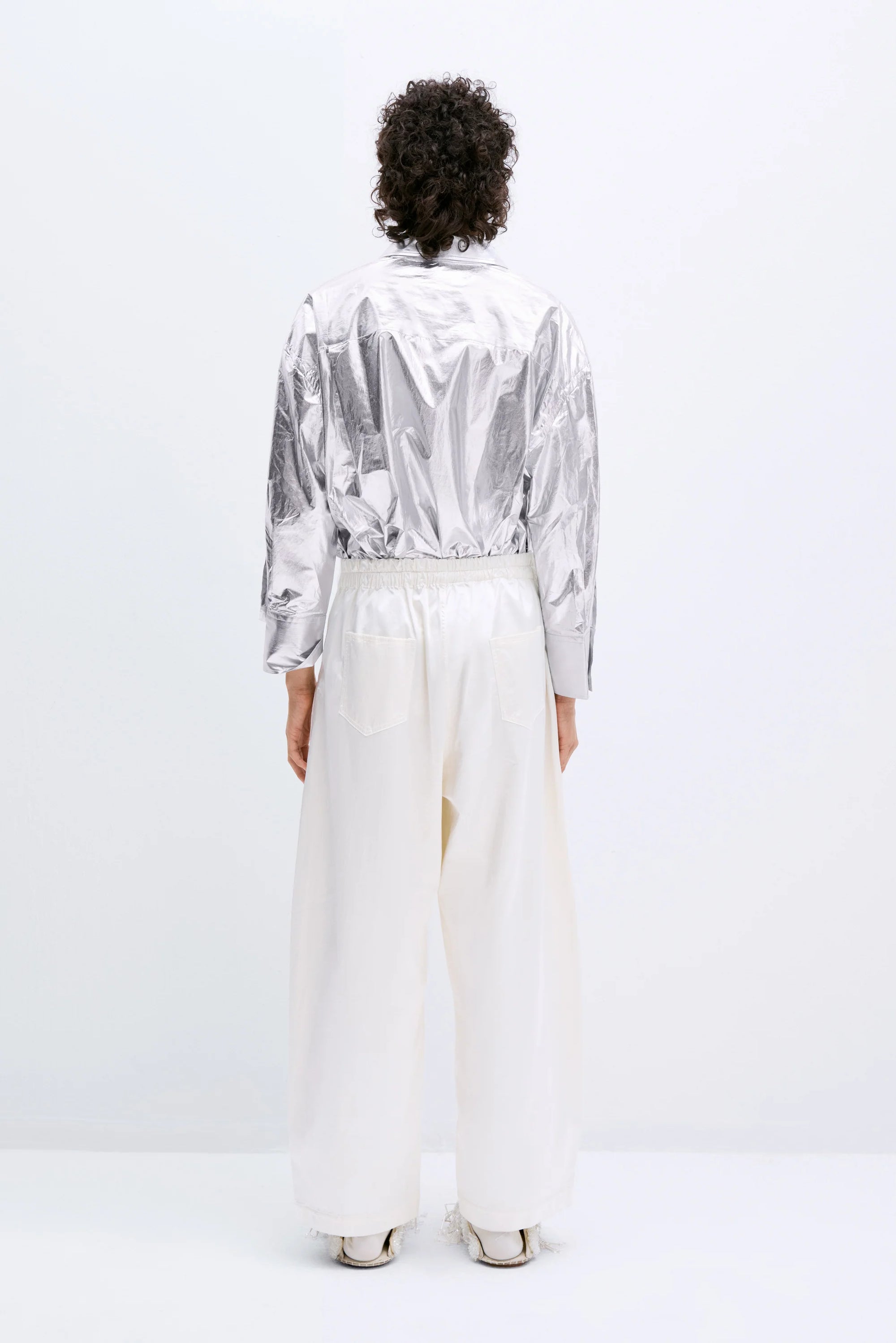 Cordera Satin Curved Pants / White