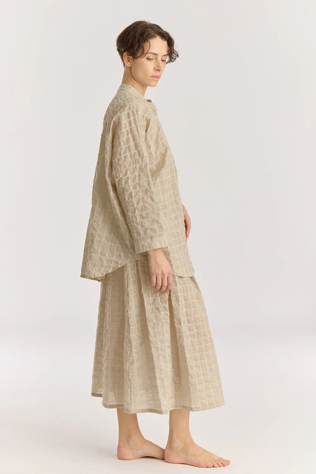 Black Crane Ripple Finish Shirt / Beige