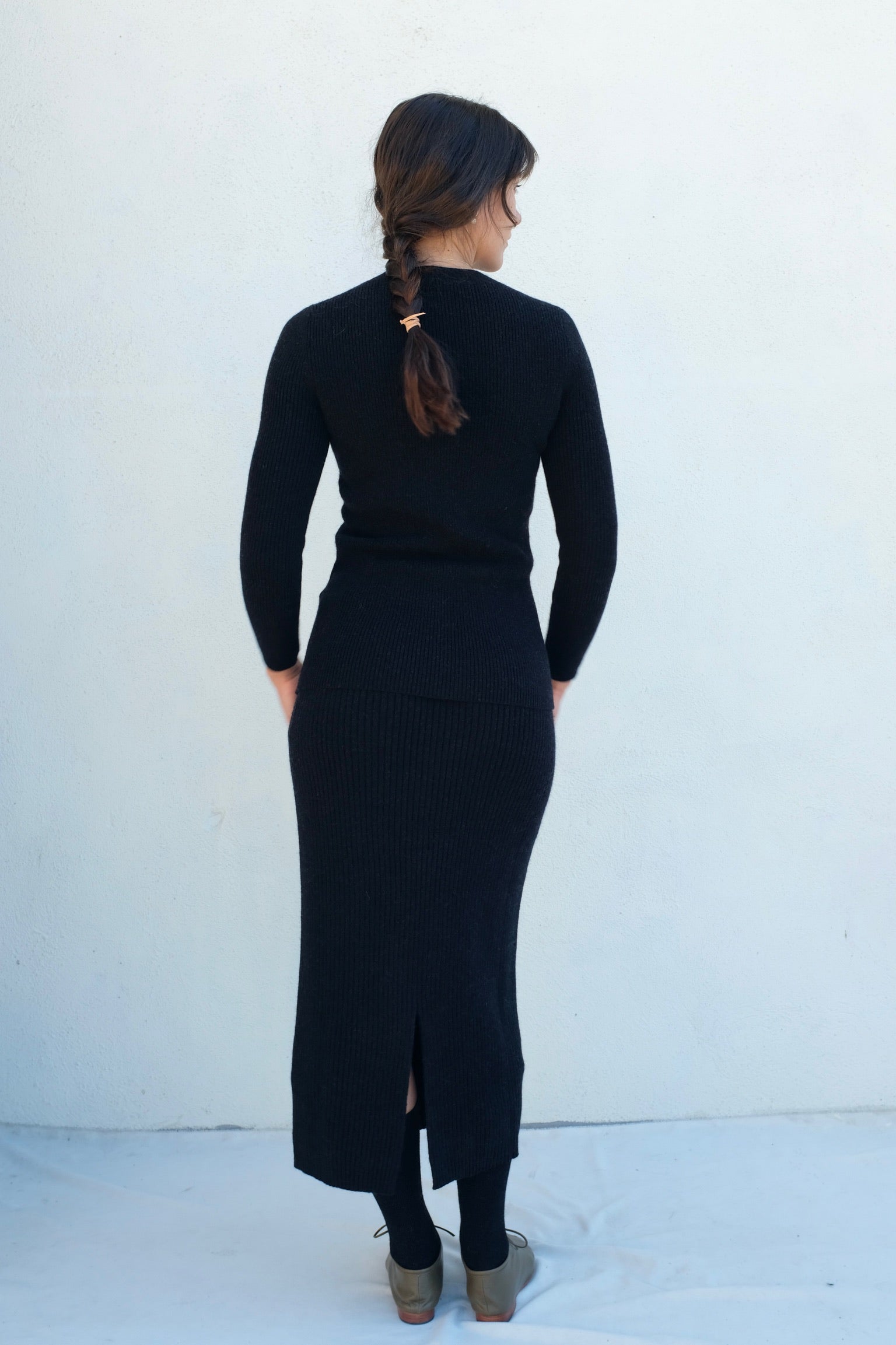 Lauren Manoogian Rib Tube Skirt / Black Melange