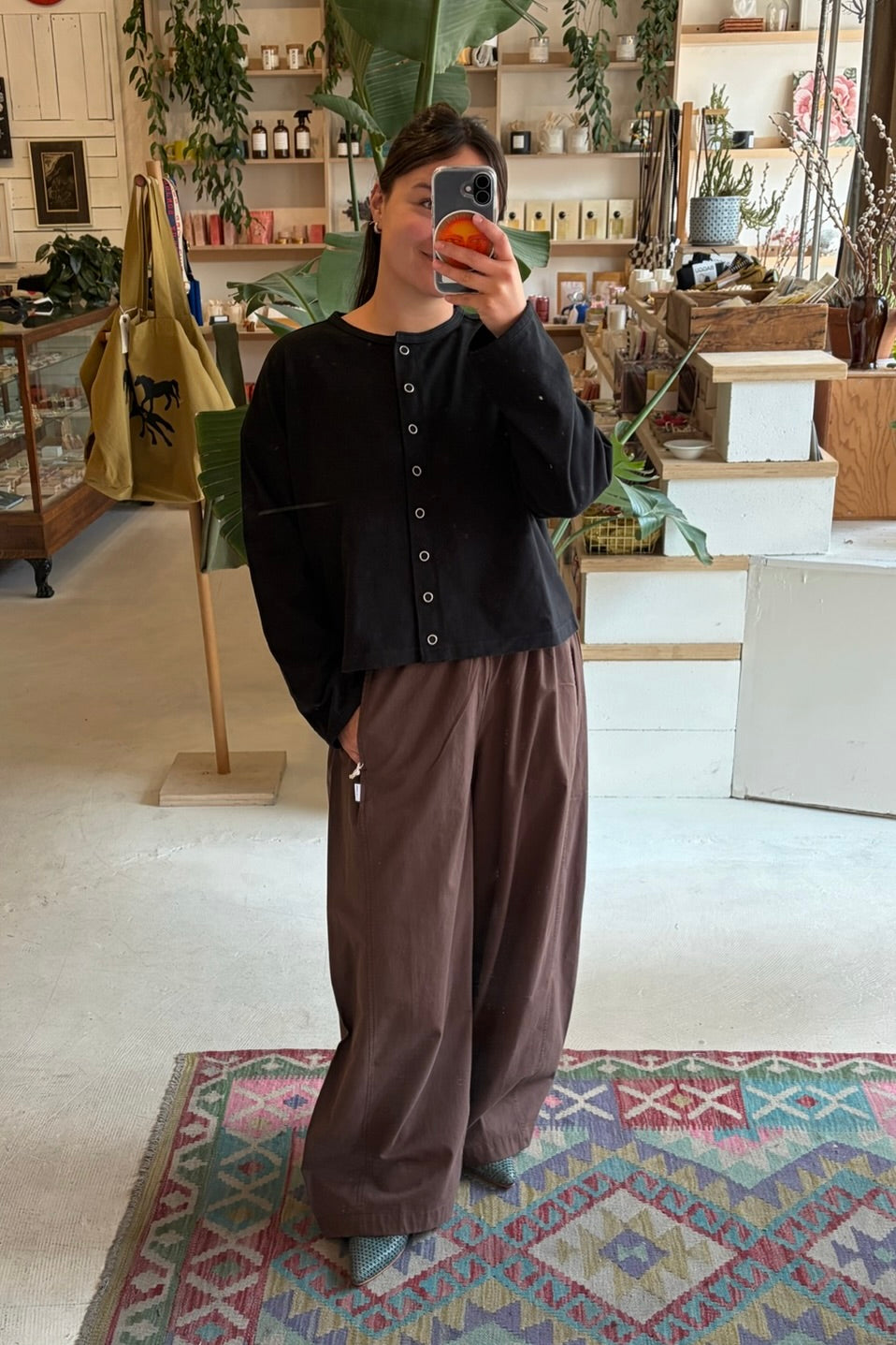 Soft Jersey Snap Cardigan / Black