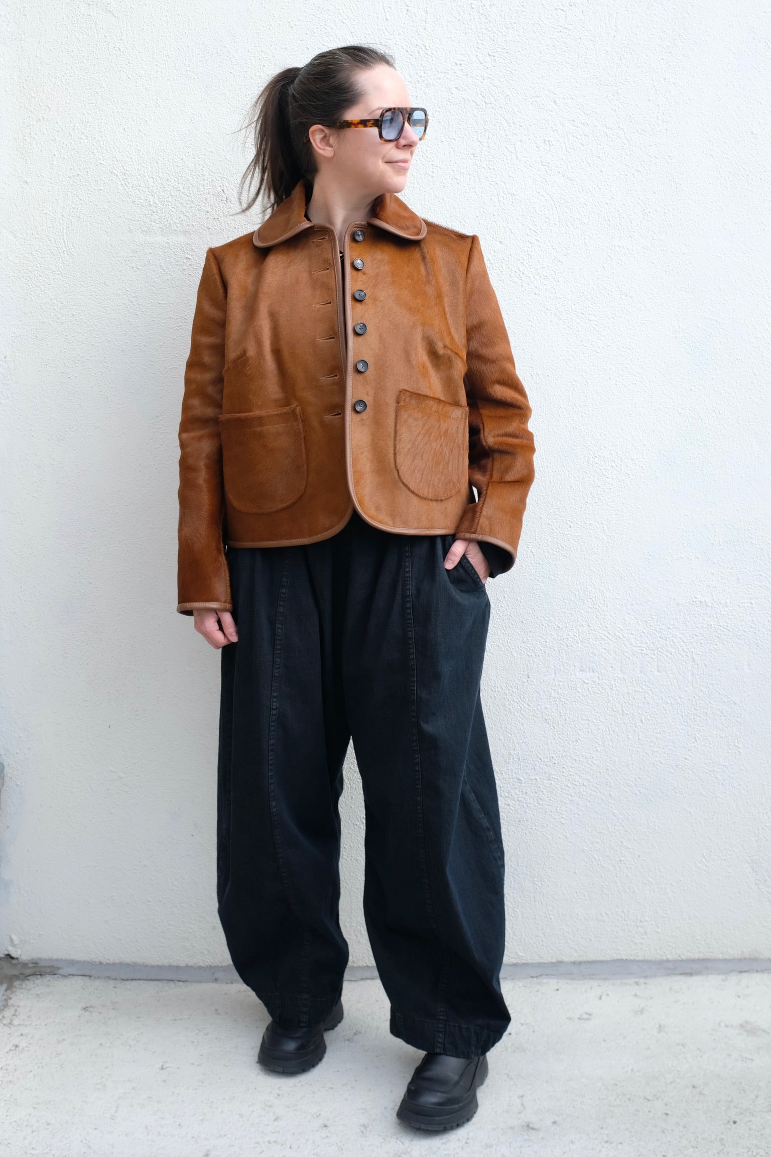 Hair on Hide Leather Ada Jacket / Chestnut