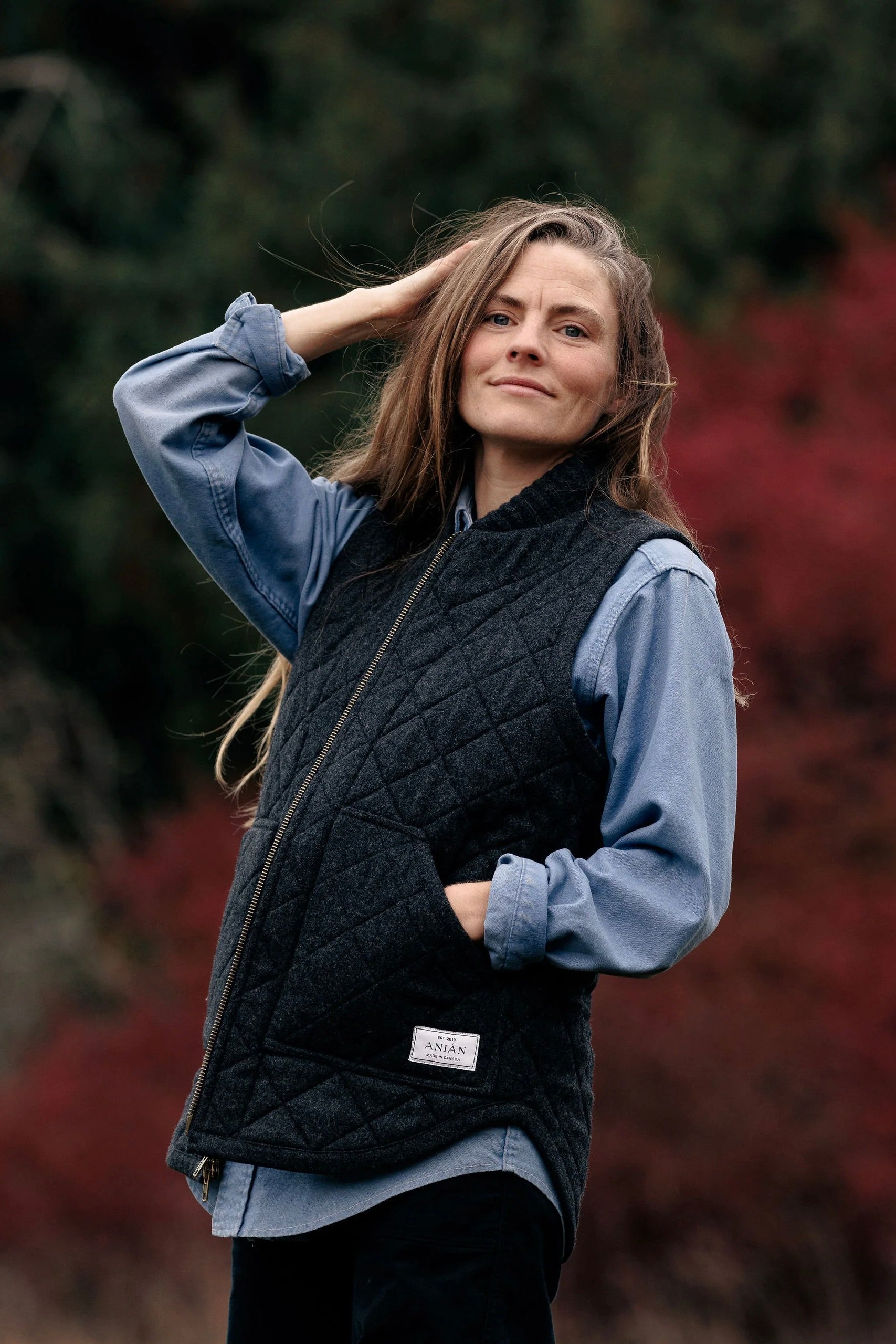 Anian Quilted Wool Vest / Charcoal