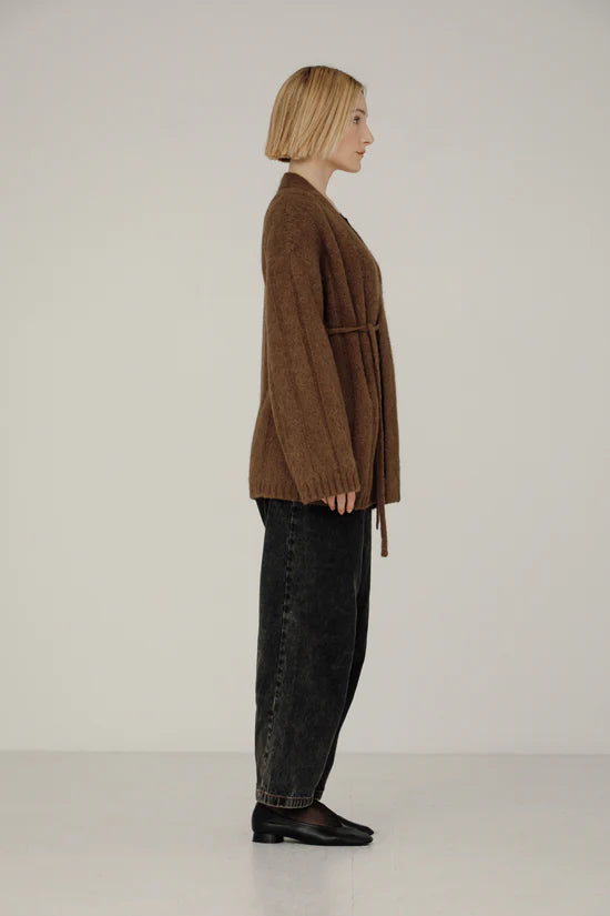 Bare Knitwear Roan Wrap Cardigan / Saddle