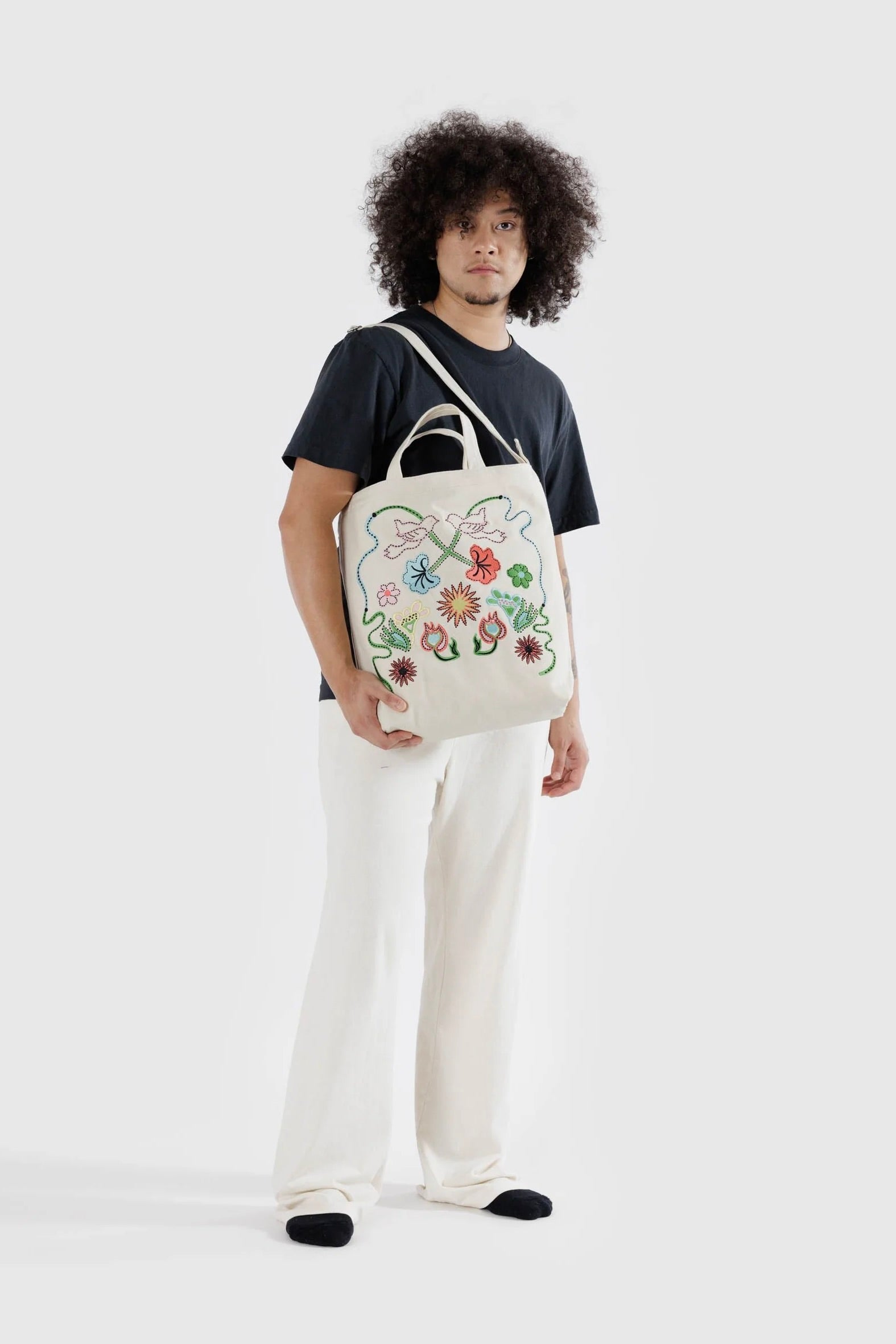 Baggu Zip Duck Bag / Embroidered Birds