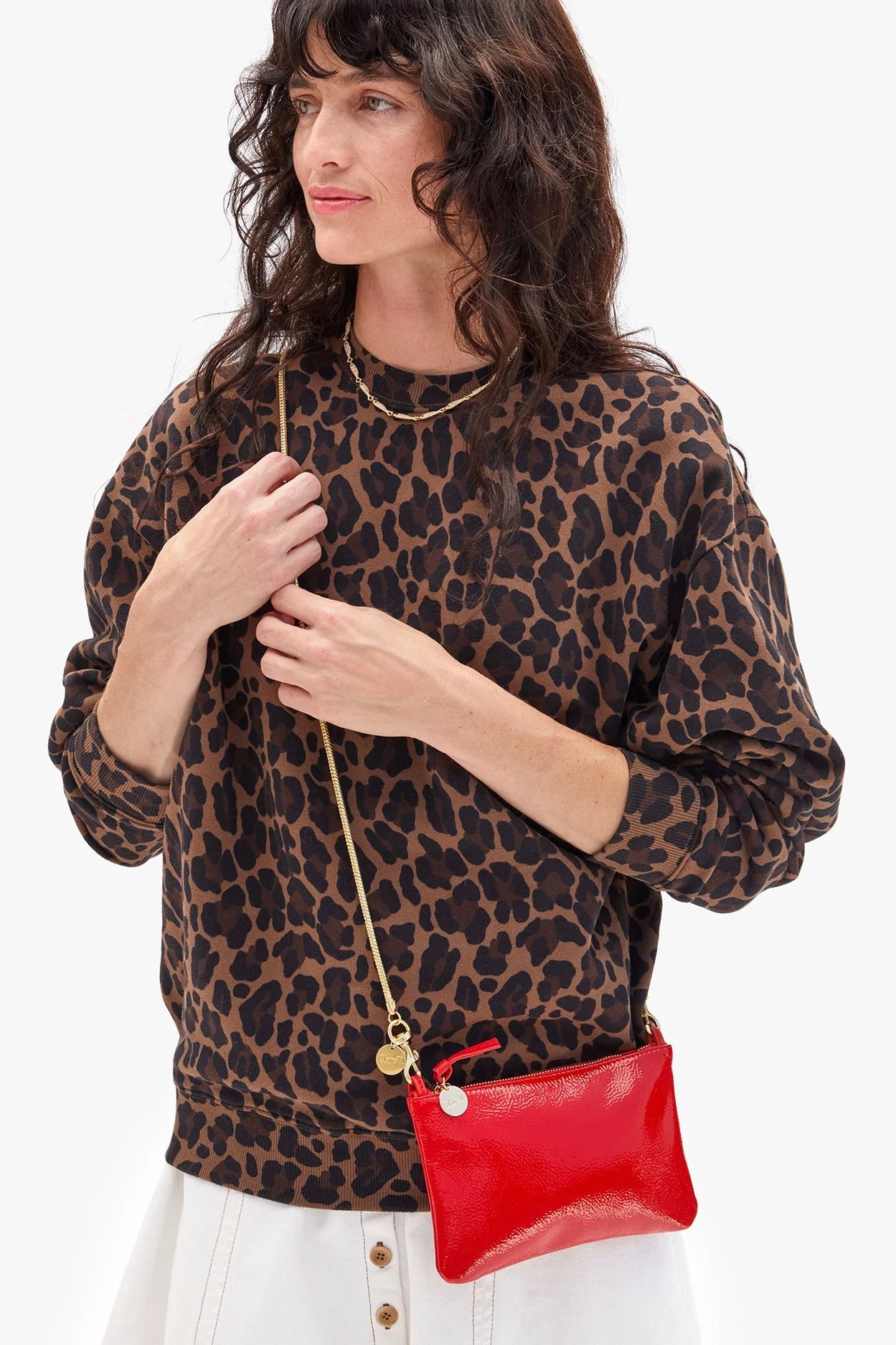 Clare V. Wallet Clutch with Tabs / Super Red Pucker Patent