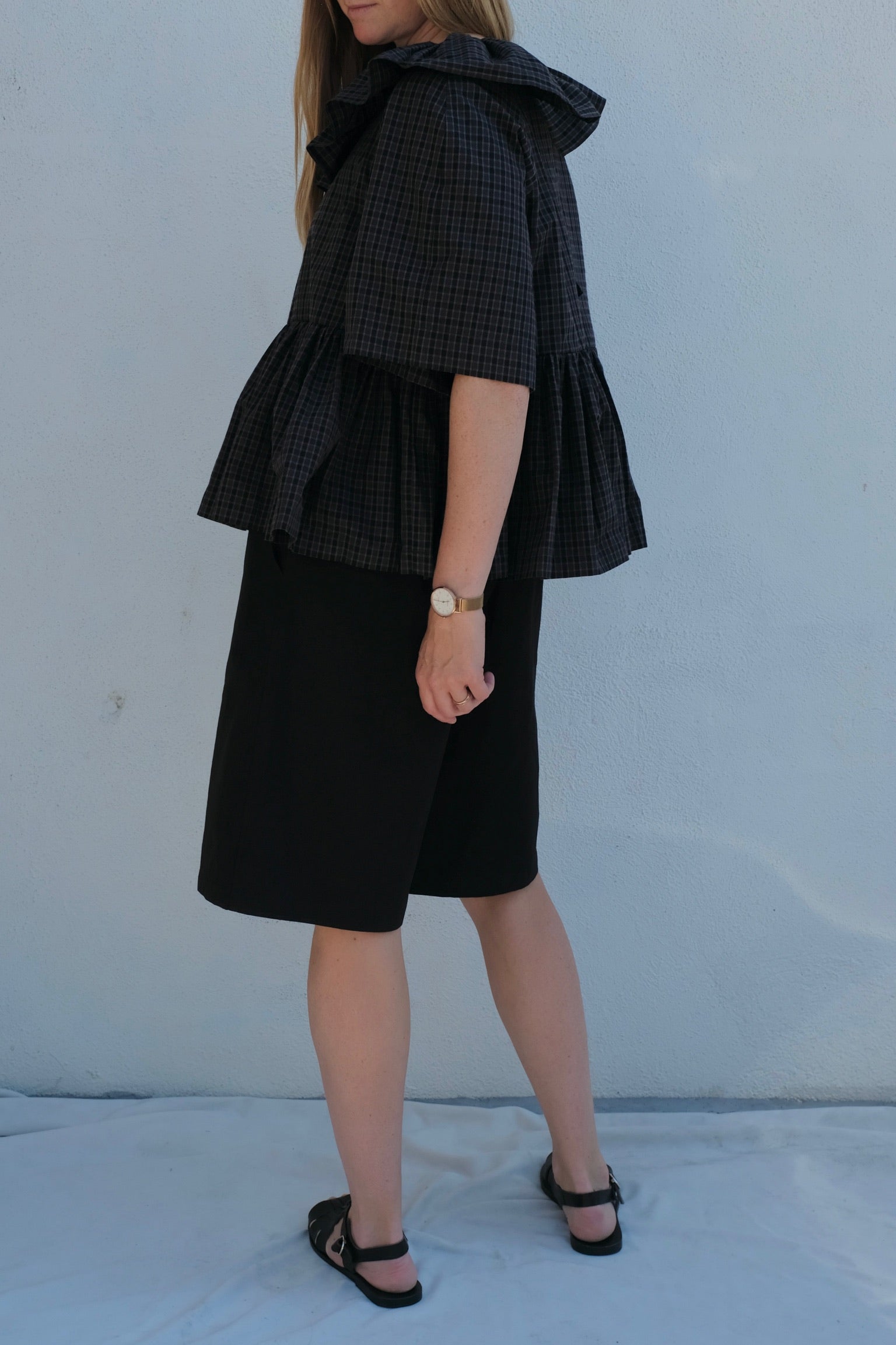 Cawley Japanese Cotton Delilah Frill Top / Smoke Check