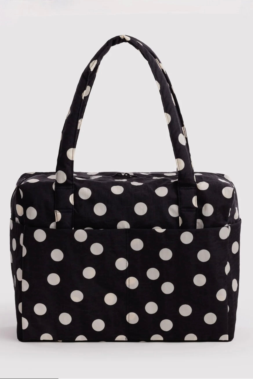 Baggu Cloud Carry-on / Black + Cream Polka Dot