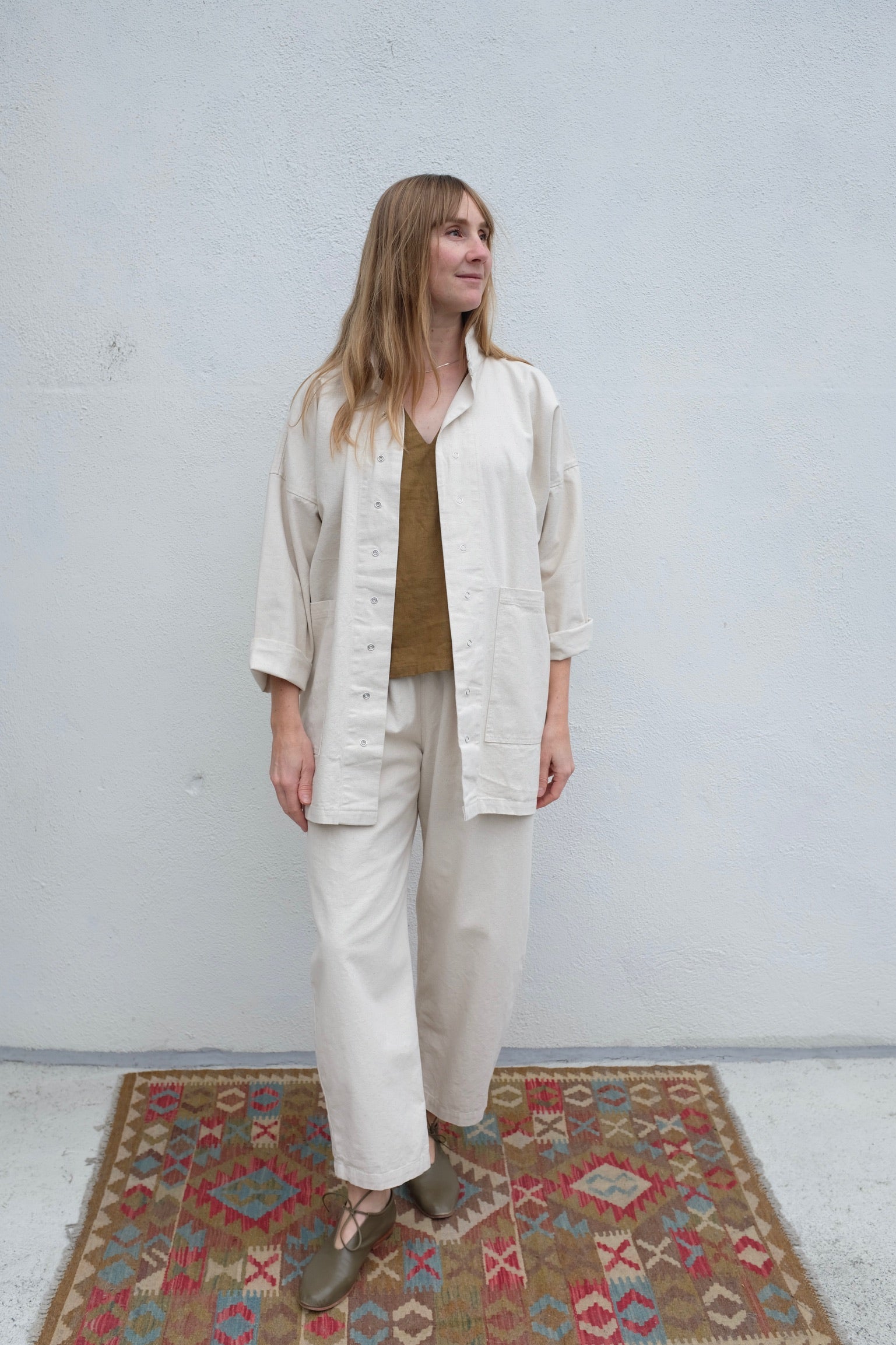 Moss Grey Madrone Chore Coat / Vanilla Bean