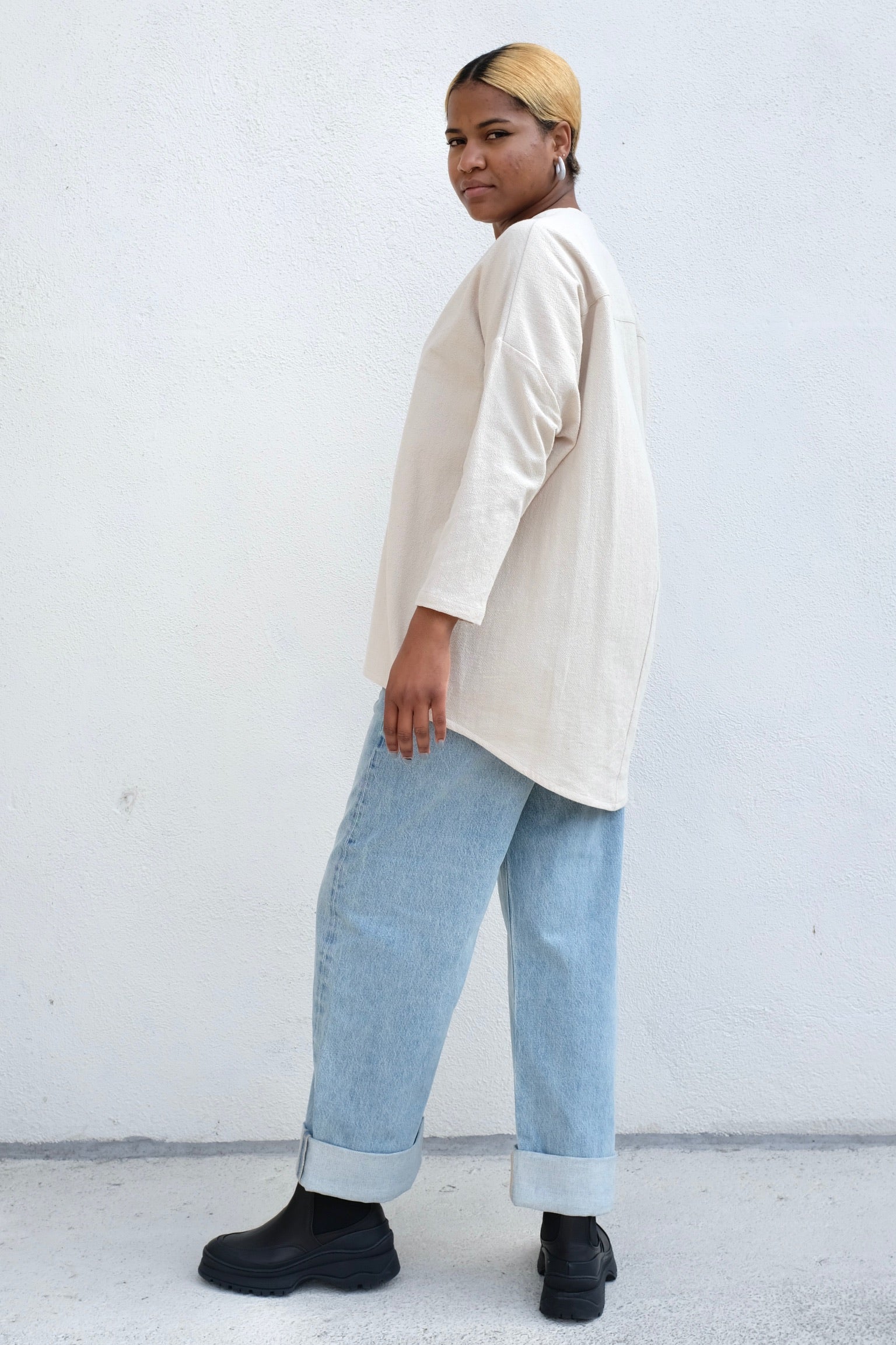 Black Crane Lantern Tunic / Ivory